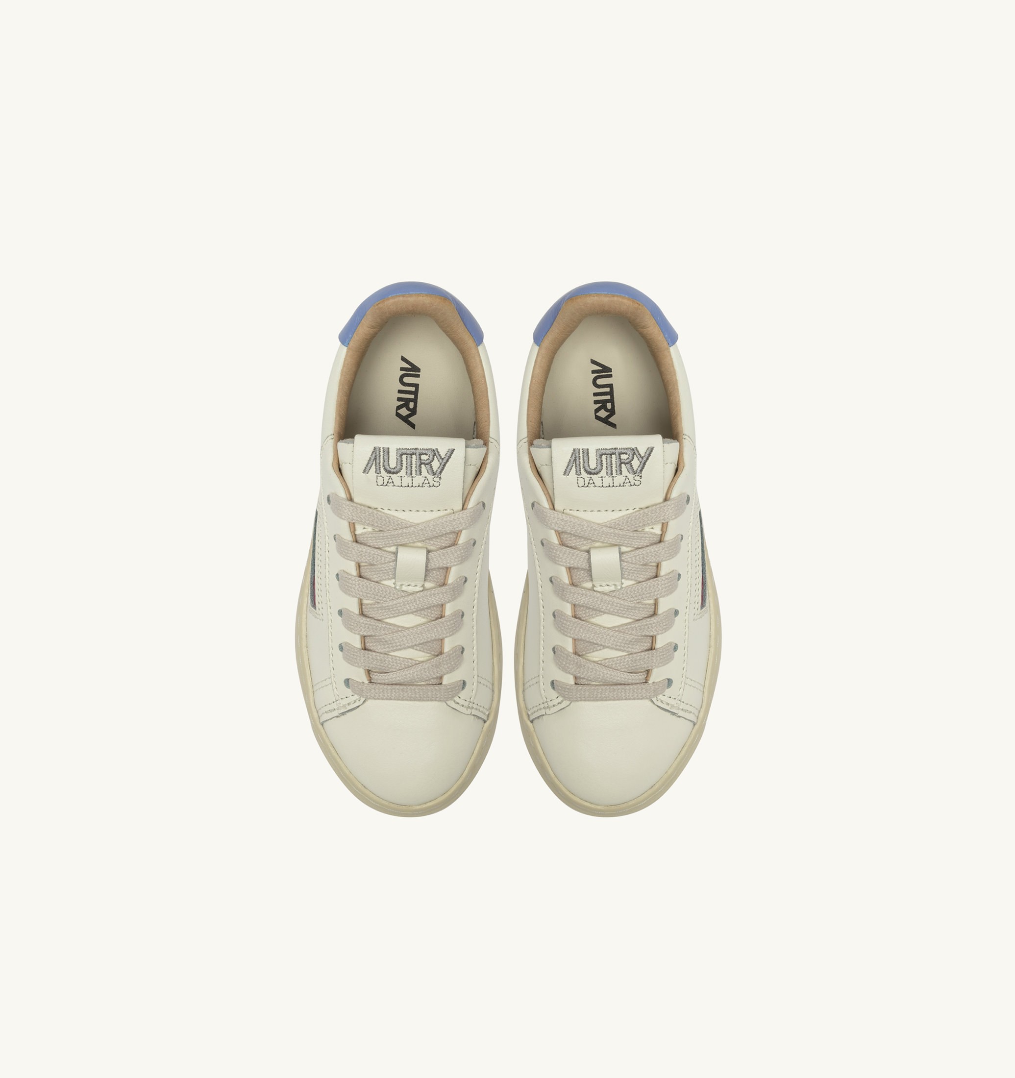 BASKETS DALLAS KIDS LOW EN CUIR MARSHMALLOW ET DELLA ROBBIA BLUE