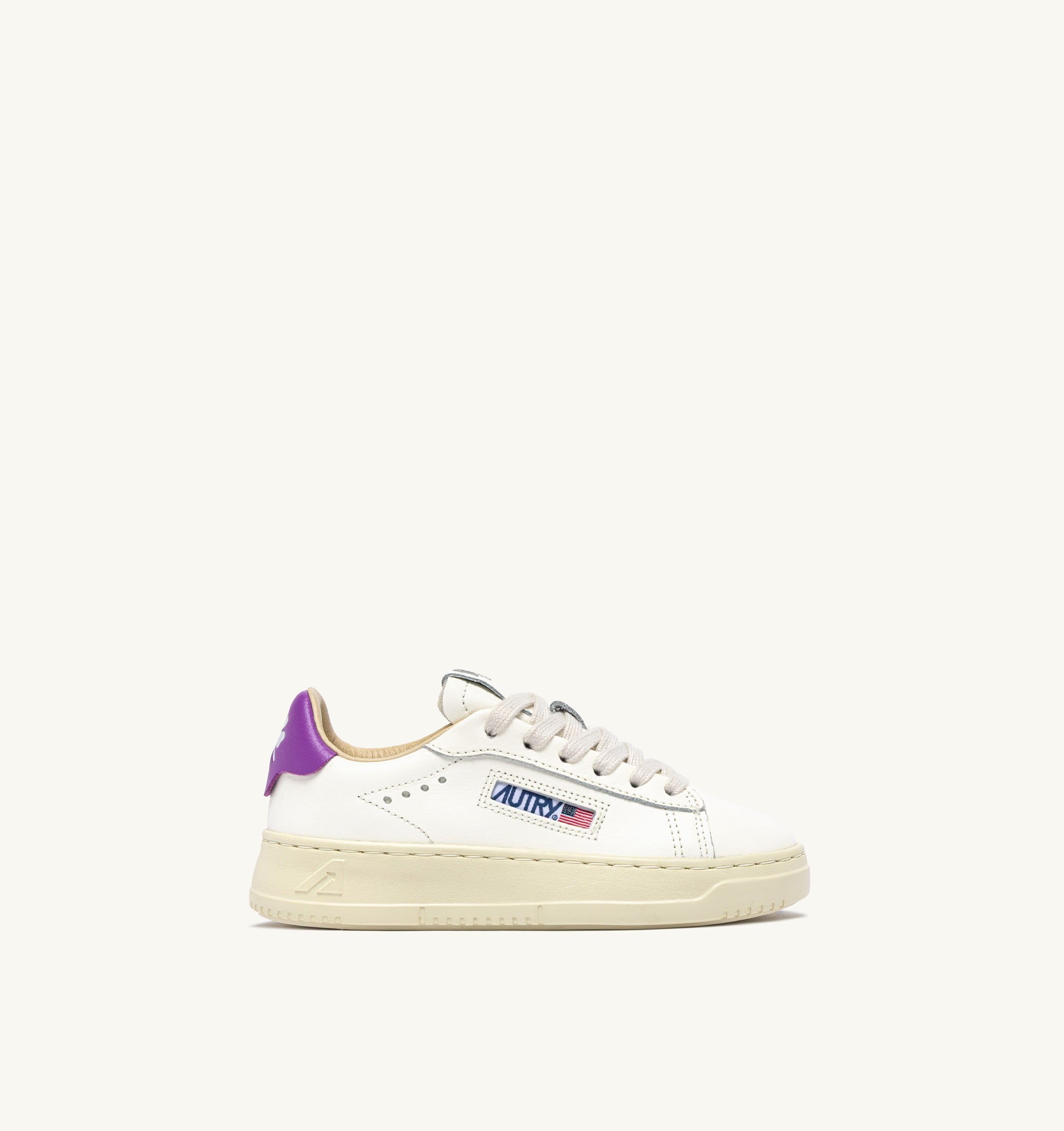BASKETS DALLAS KIDS LOW EN CUIR MARSHMALLOW ET DEWBERRY