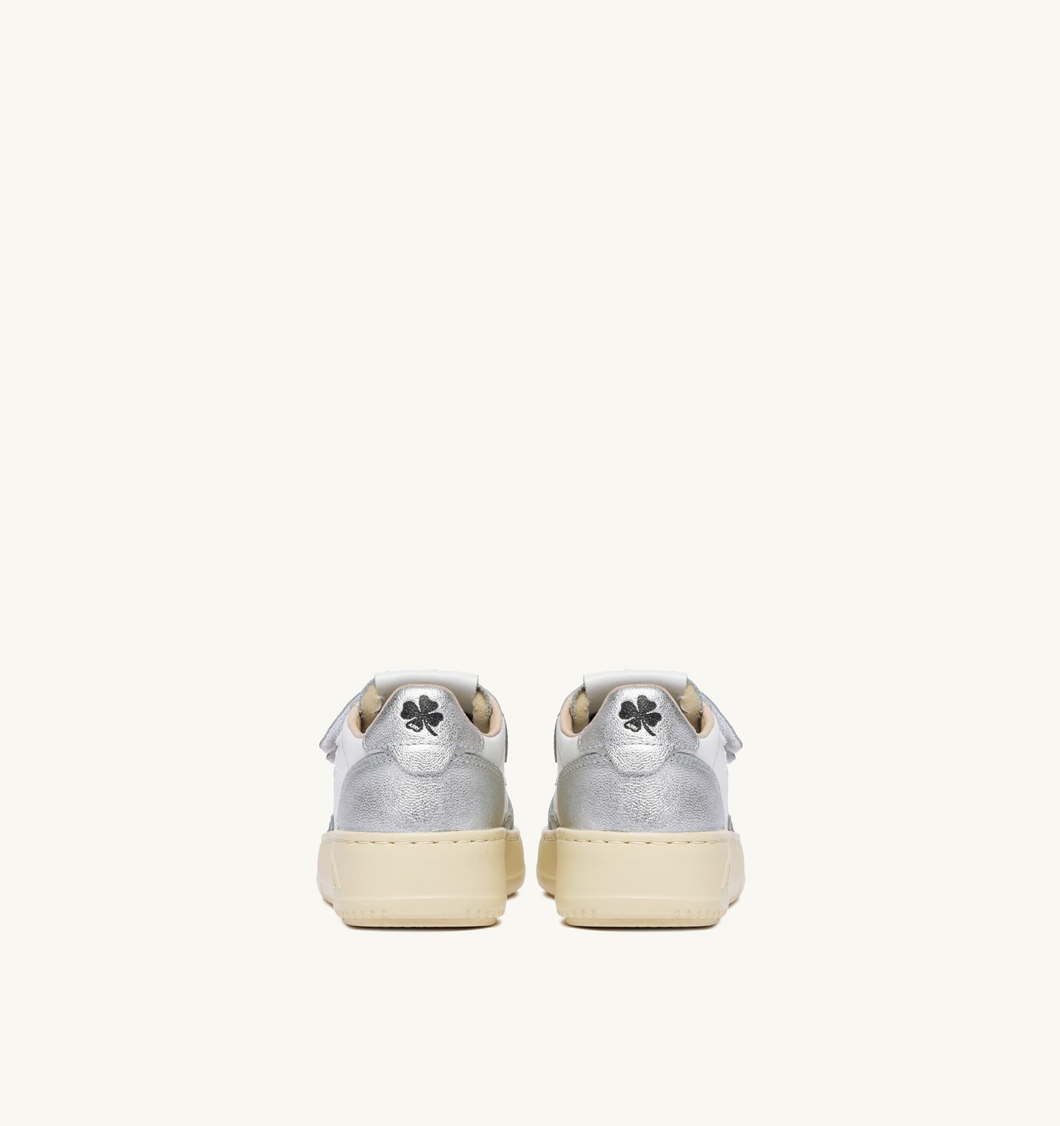 BASKETS MEDALIST KIDSTRIPES LOW BICOLORE EN CUIR BLANC ET ARGENT