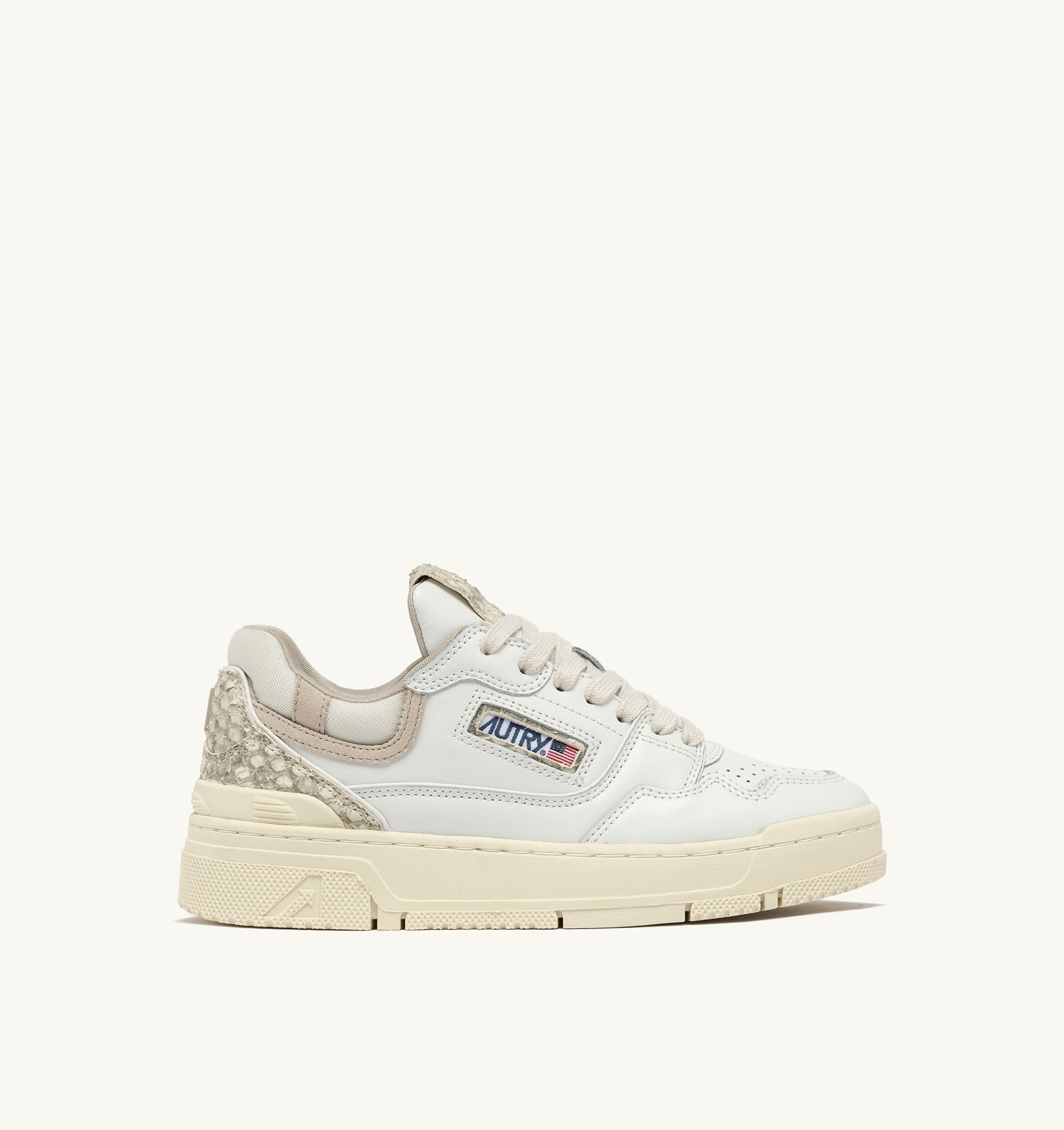 BASKETS CLC LOW EN CUIR BLANC AVEC IMPRIMÉ SNAKE DIAMOND