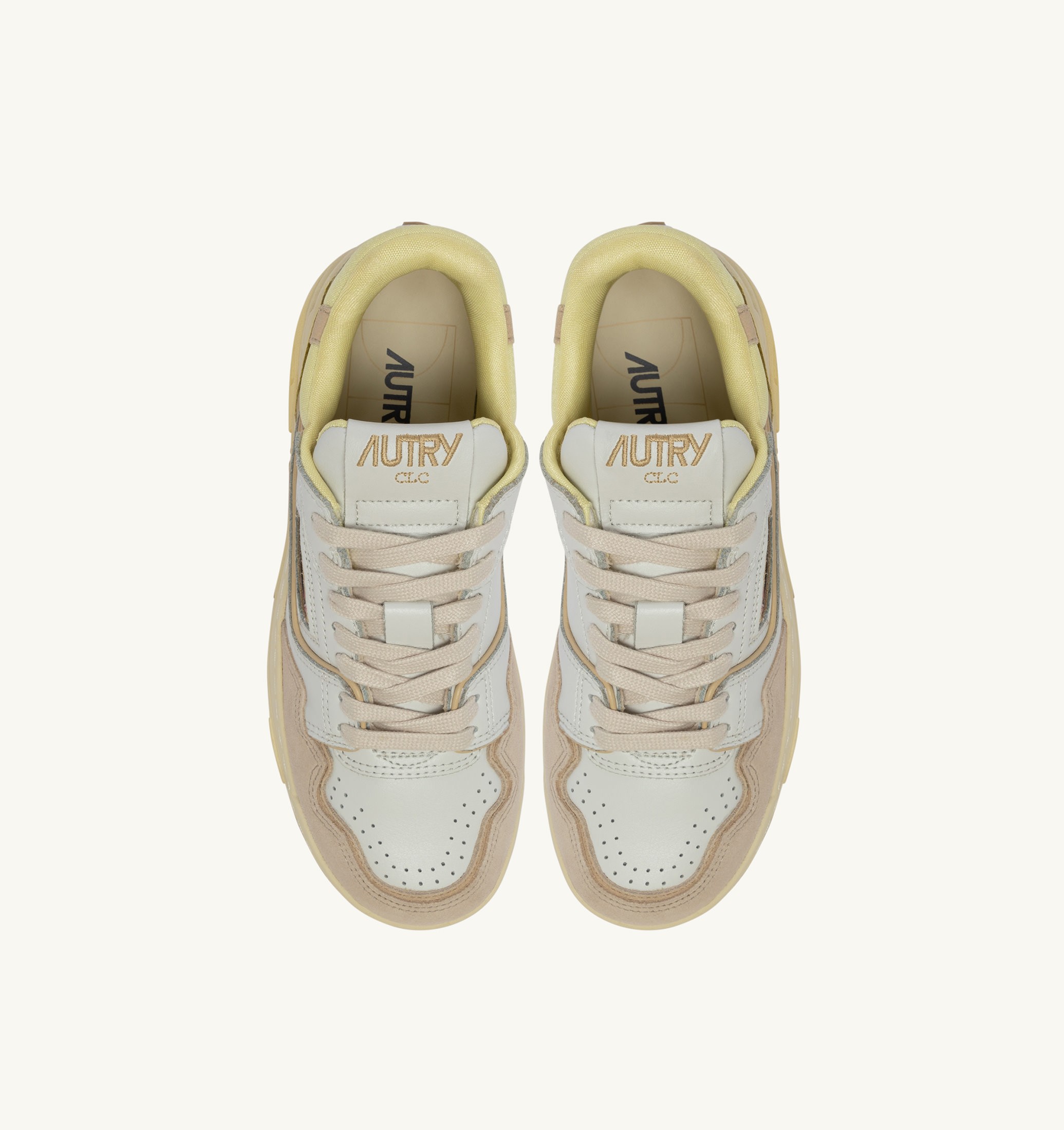 BASKETS CLC LOW EN CUIR ET DAIM BLANC BOULDER ET LEMON MERINGUE