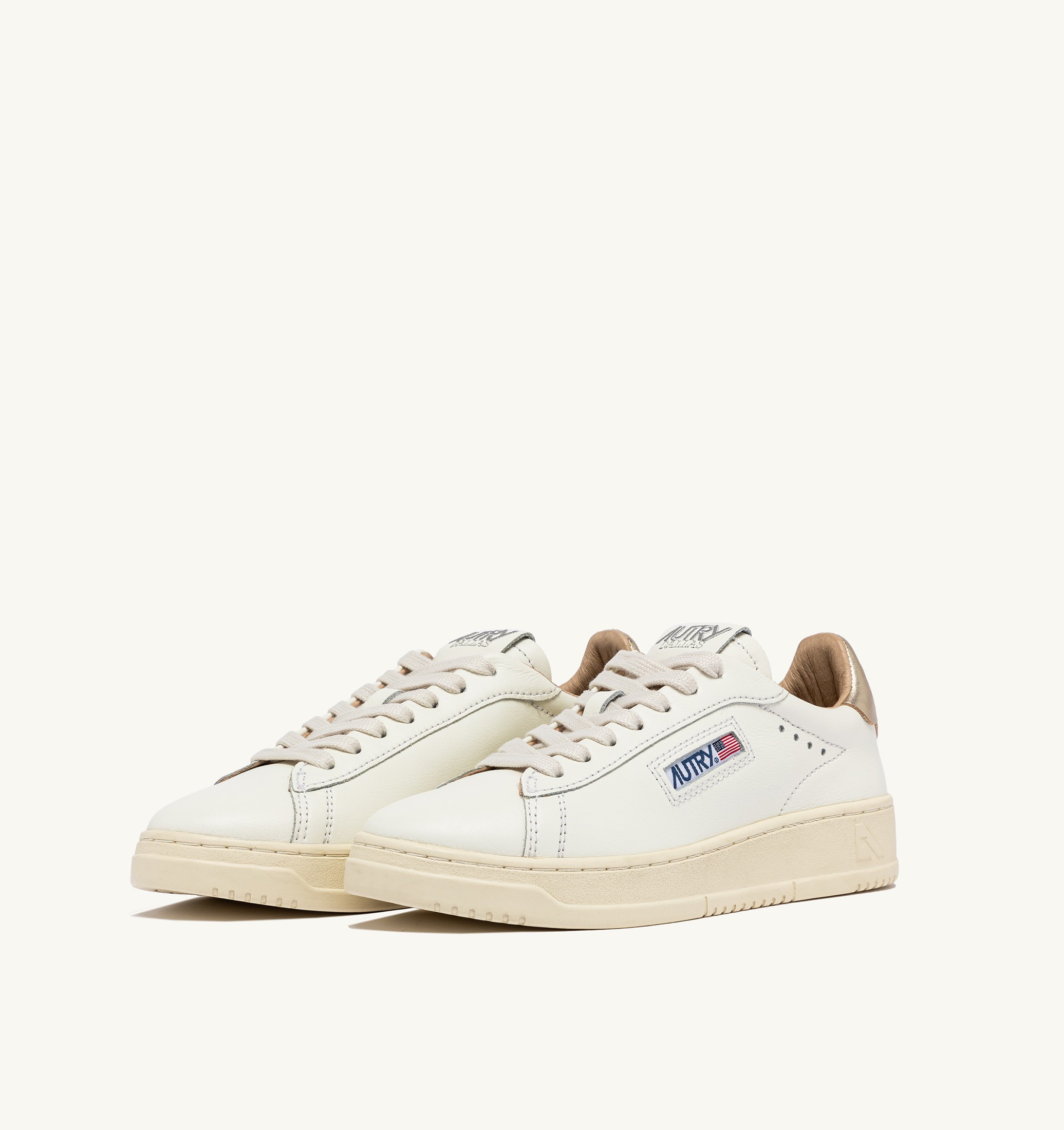 BASKETS DALLAS LOW EN CUIR BLANC ET OR