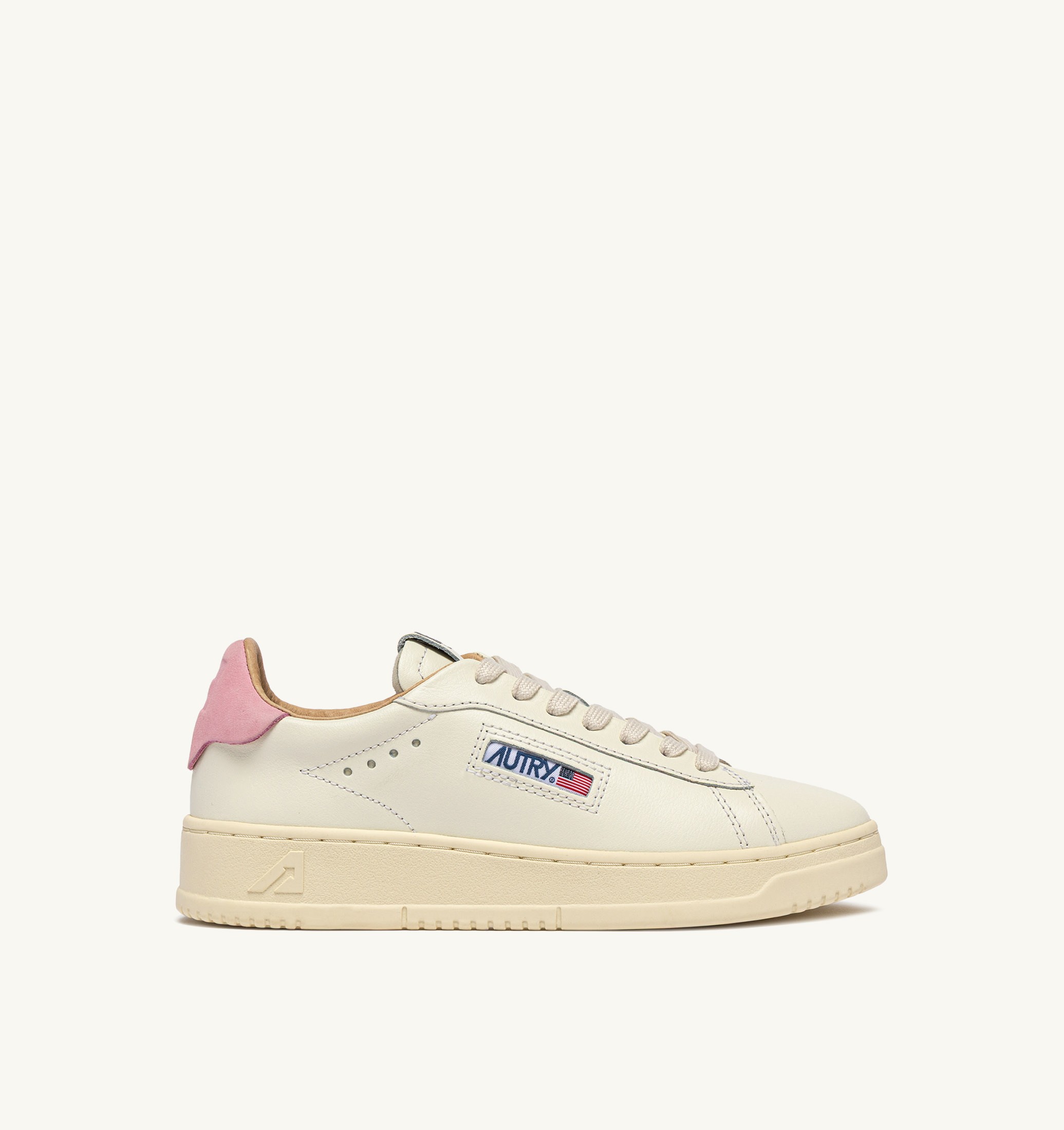 BASKETS DALLAS LOW EN CUIR MARSHMALLOW ET PINK DOLPHIN