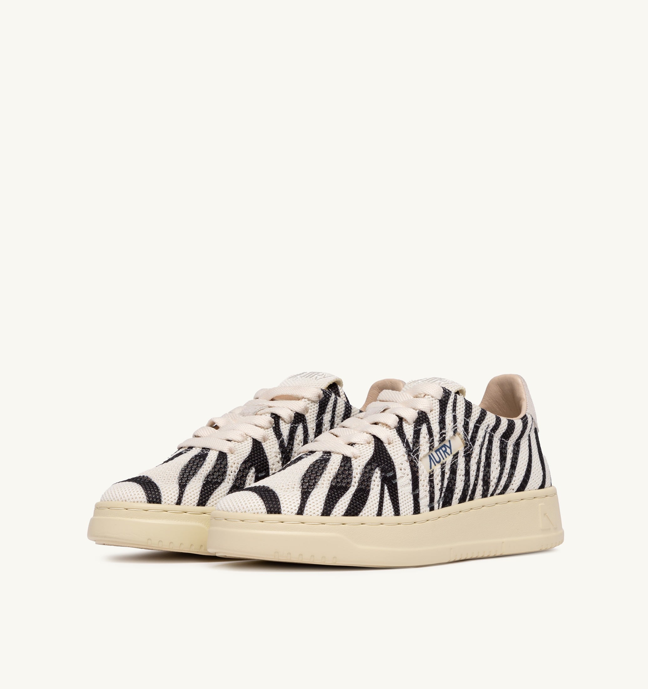 BASKETS MEDALIST EASEKNIT LOW EN MAILLE 'ZEBRA PRINT' IVOIRE ET NOIR