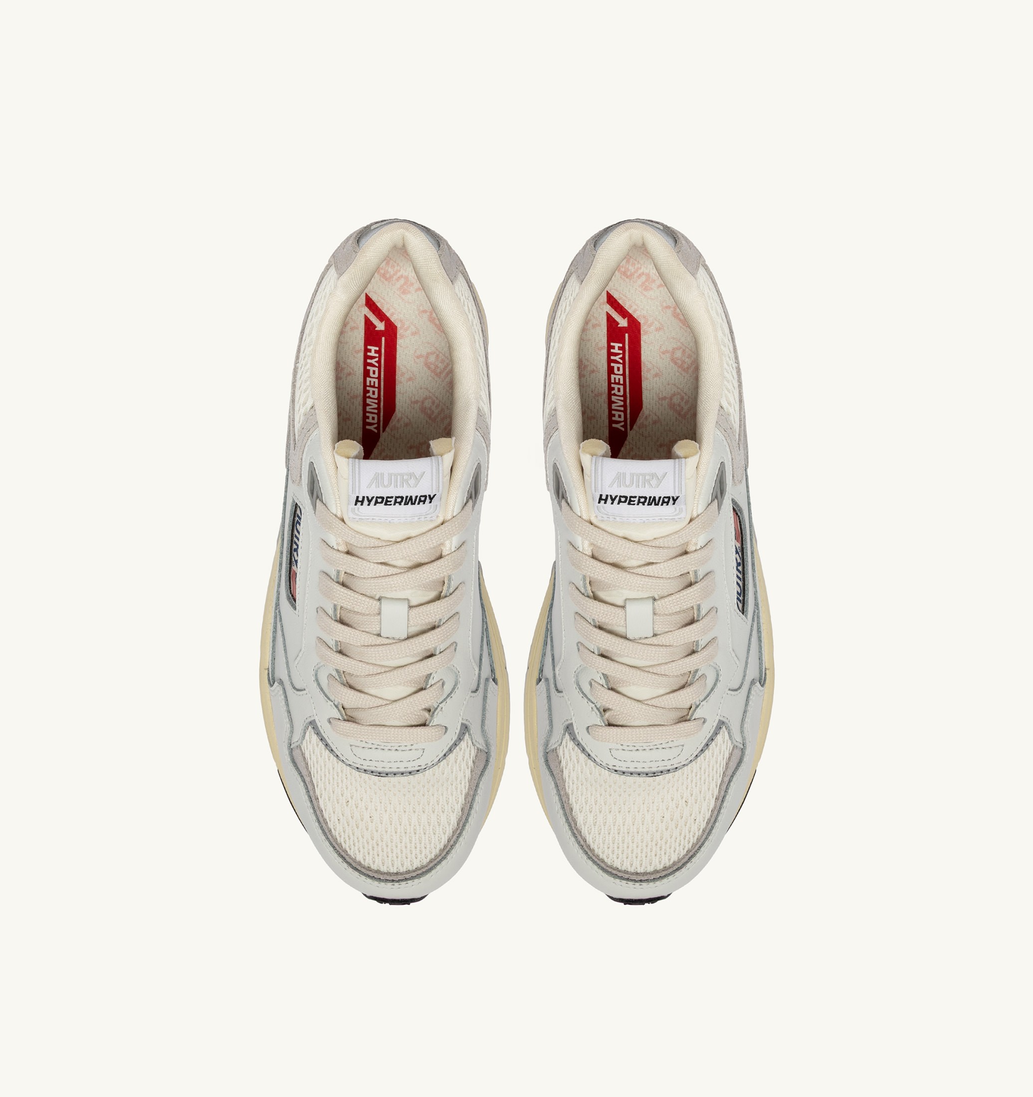 BASKETS HYPERWAY EN MESH ET CUIR BLANC ET GRIS