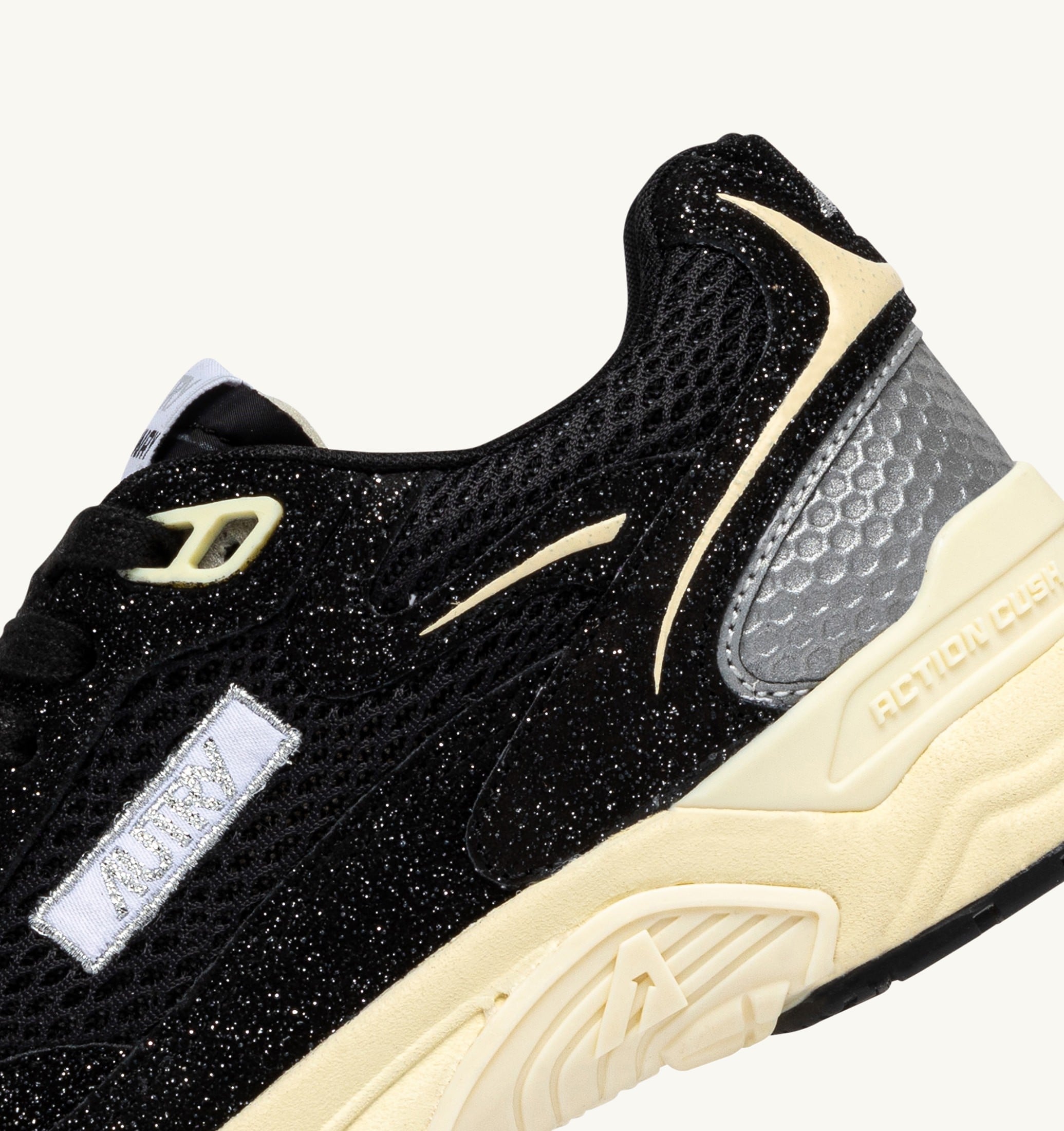 BASKETS HYPERWAY EN MESH ET CUIR PAILLETÉ NOIR