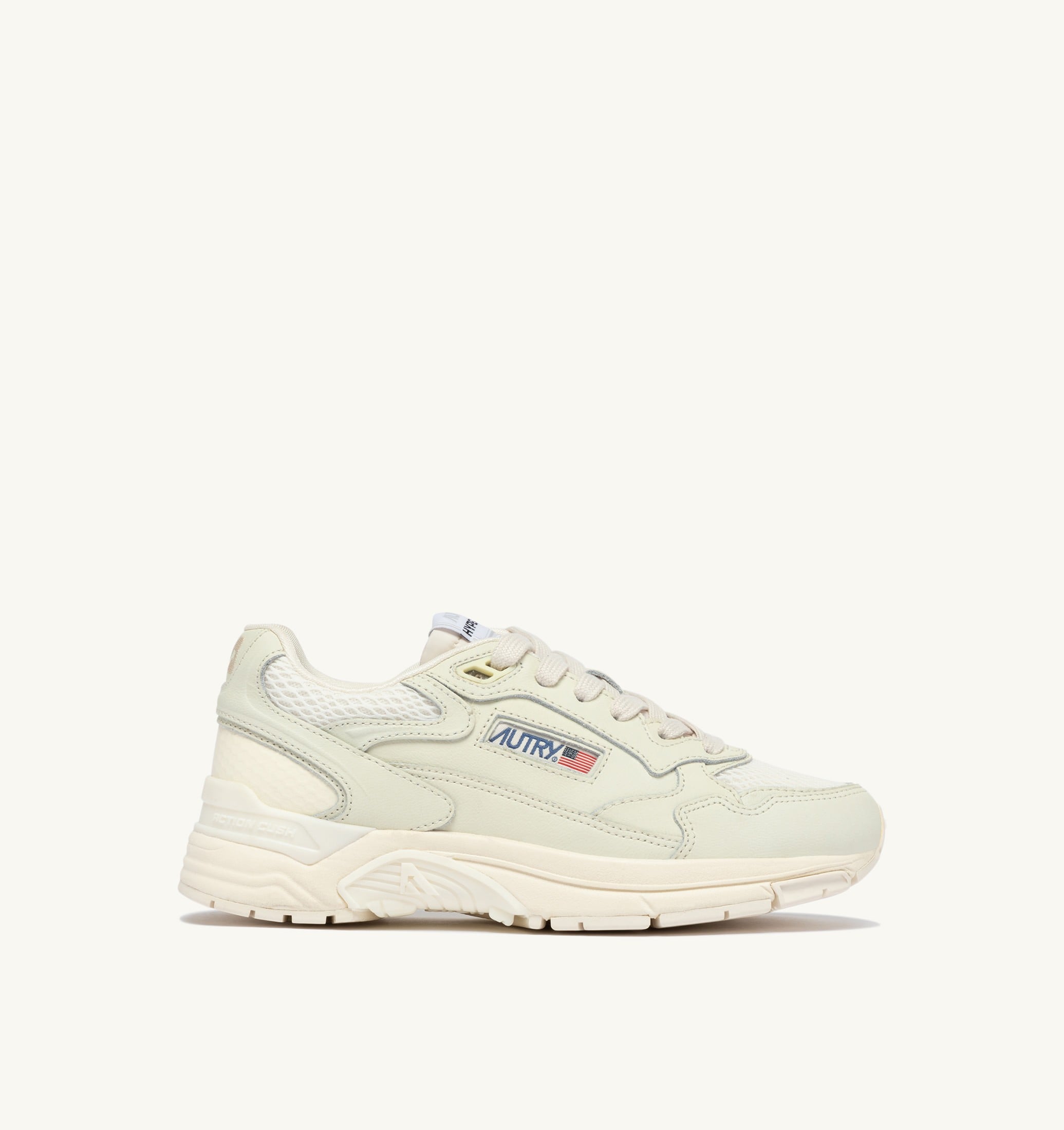 BASKETS HYPERWAY EN MESH ET CUIR NAPPA WHISPER WHITE