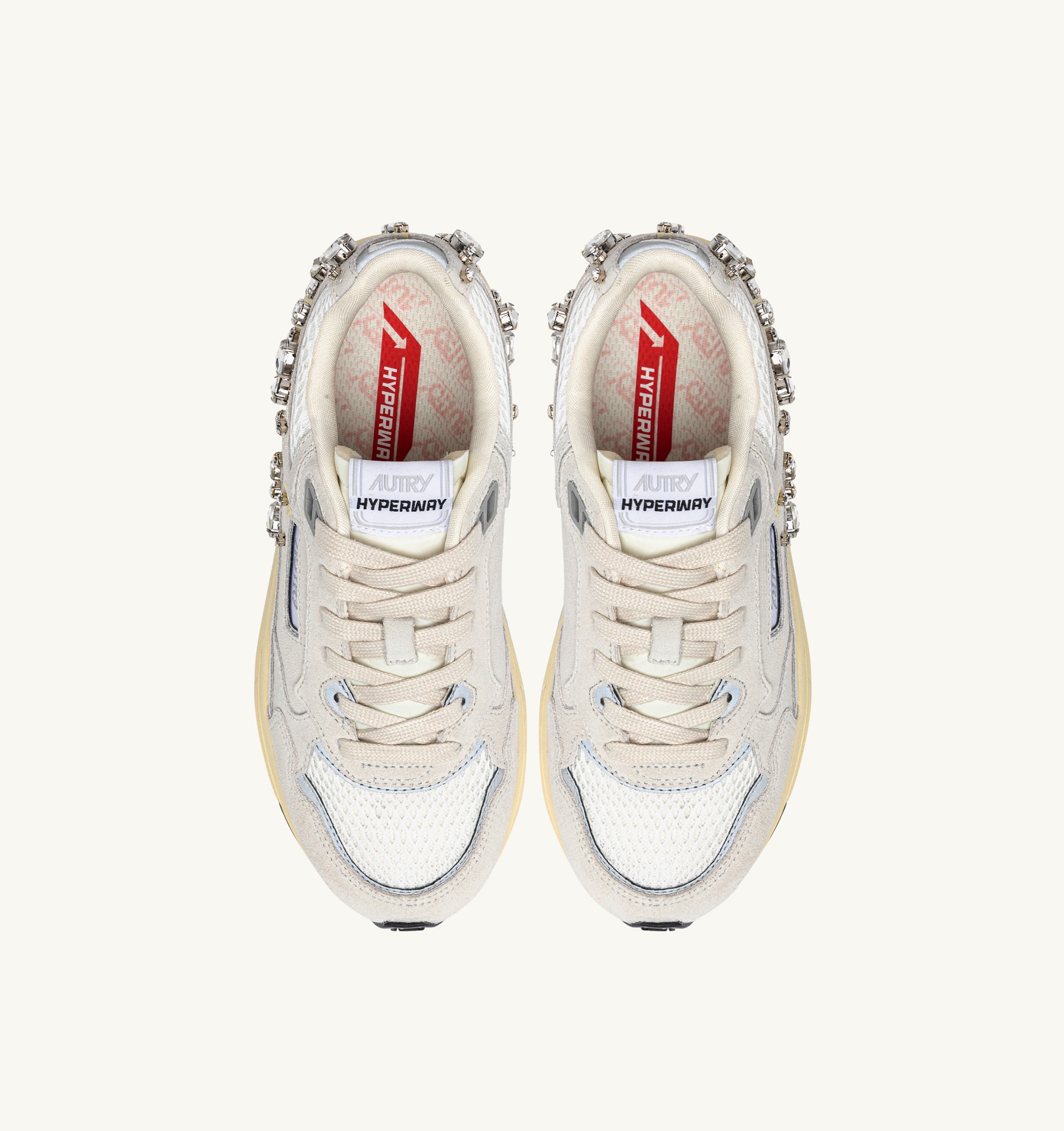 BASKETS HYPERWAY EN MESH ET DAIM BLANC AVEC DÉTAILS