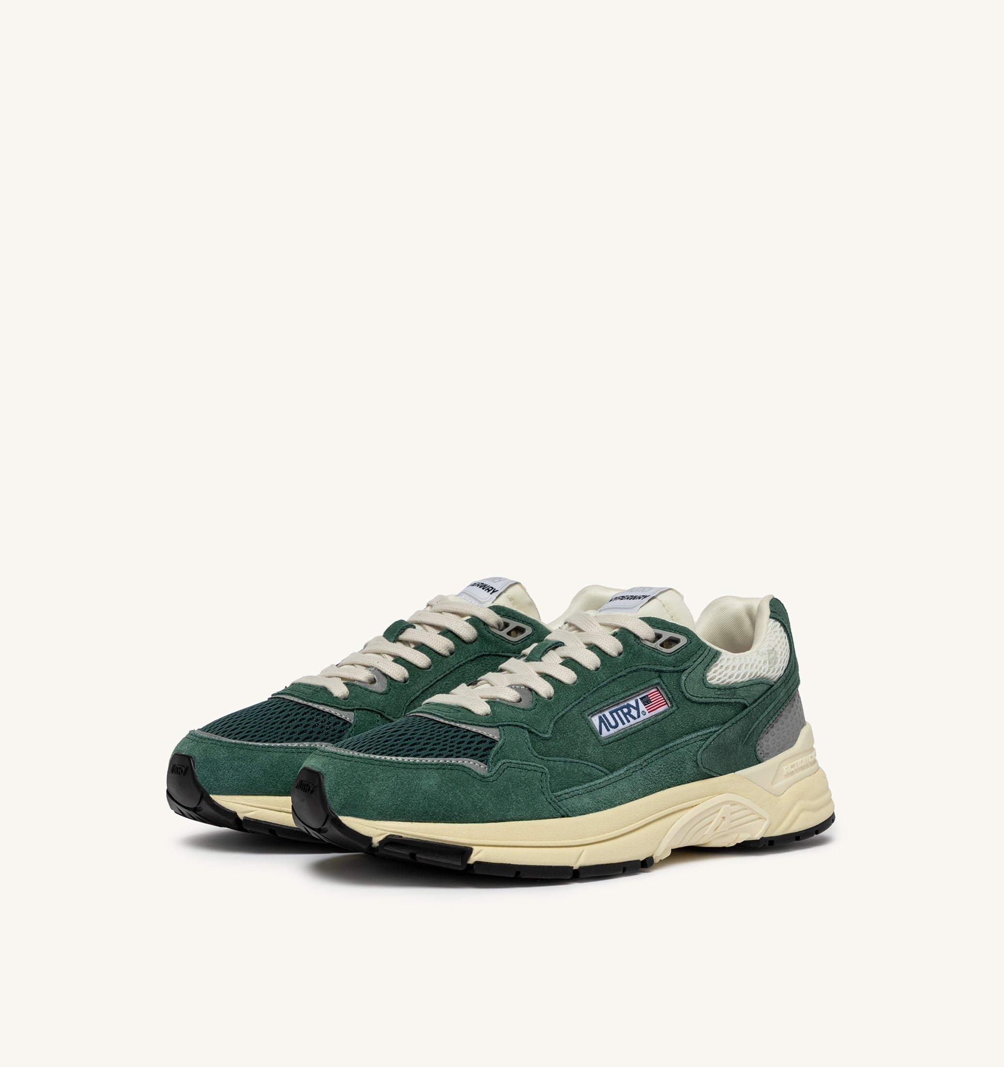 BASKETS HYPERWAY EN MESH ET DAIM MALACHITE ET ARGENT