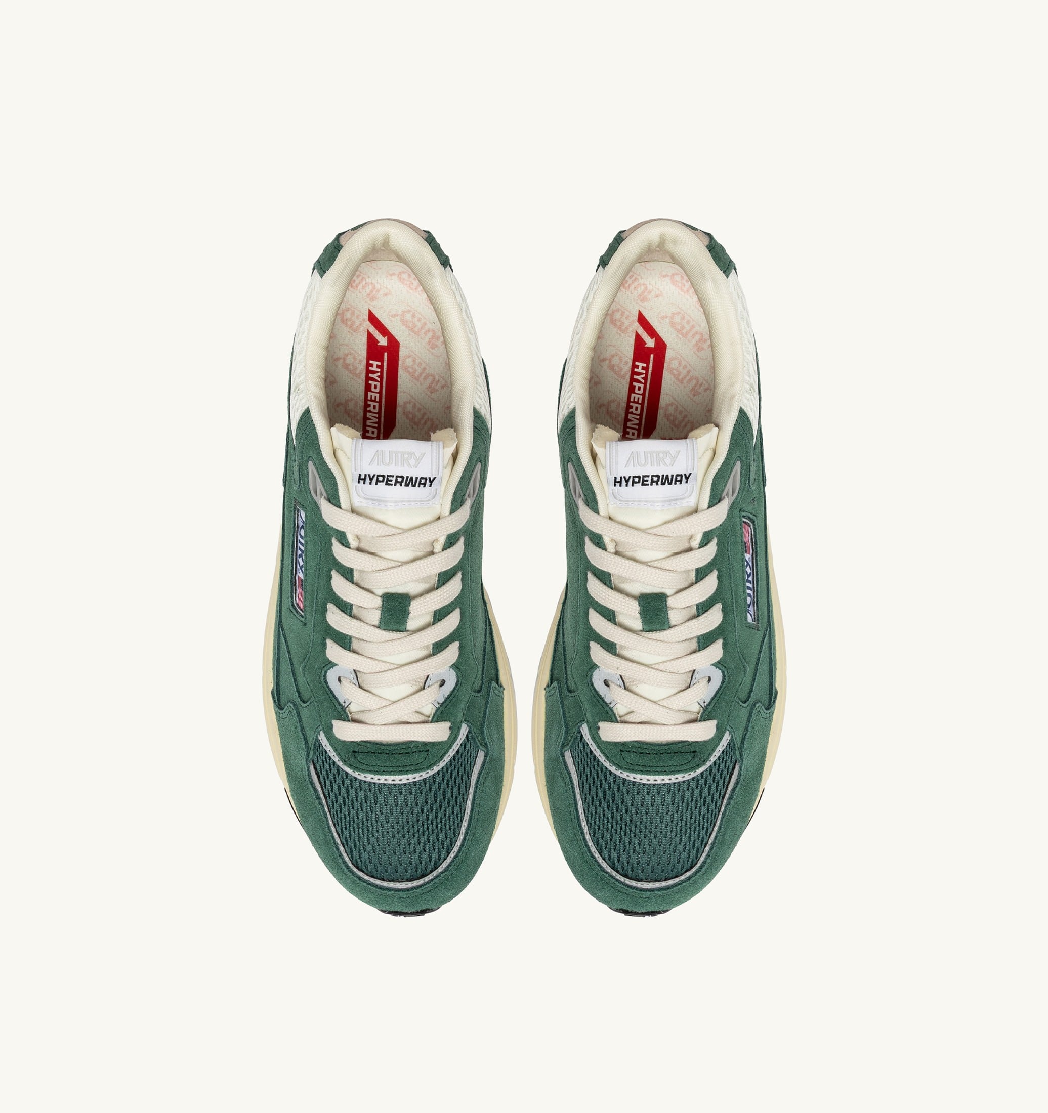 BASKETS HYPERWAY EN MESH ET DAIM MALACHITE ET ARGENT