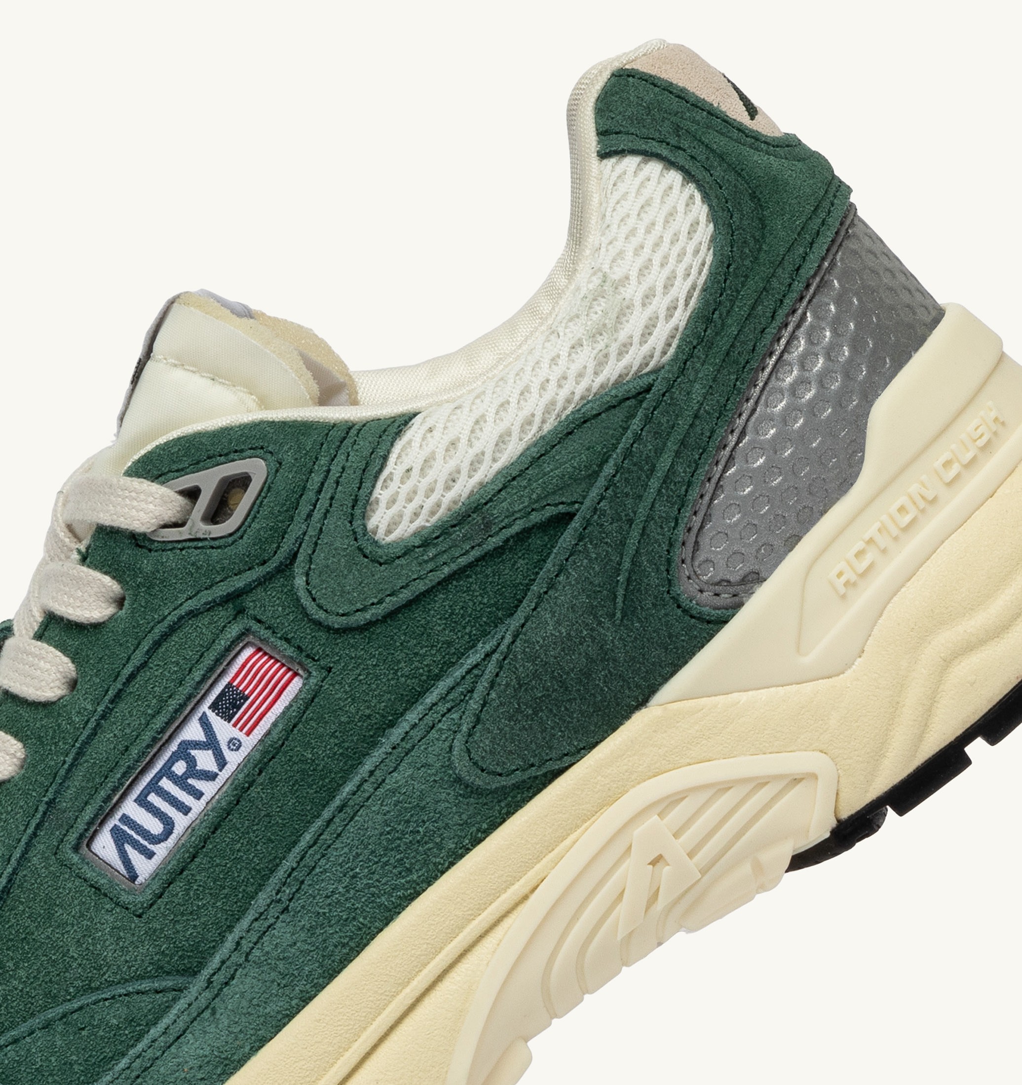 BASKETS HYPERWAY EN MESH ET DAIM MALACHITE ET ARGENT