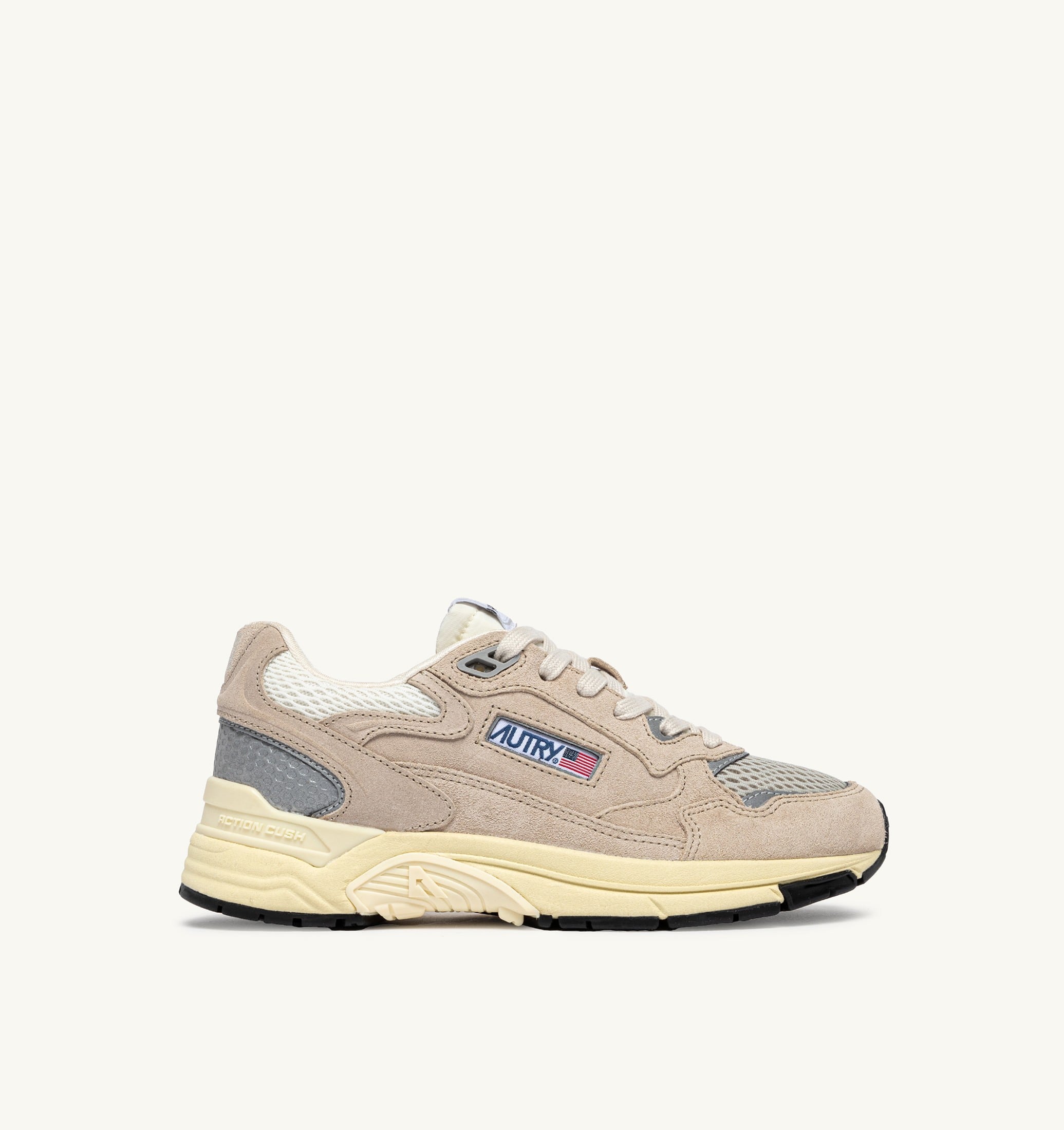 BASKETS HYPERWAY EN MESH ET DAIM SAND ET ARGENT