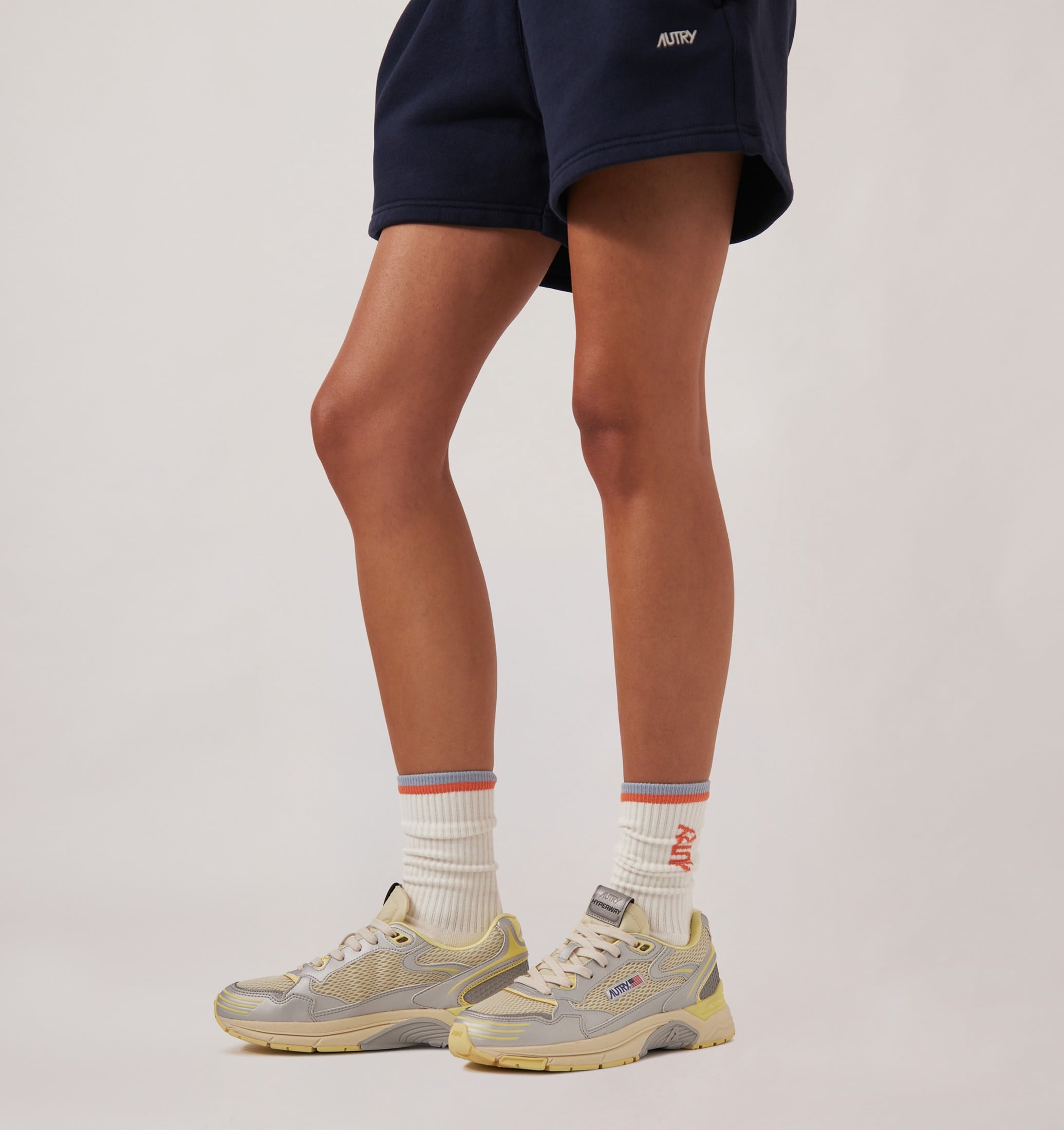 BASKETS HYPERWAY EN CUIR SYNTHÉTIQUE ET MESH ARGENT ASPARAGUS ET LEMON MERINGUE