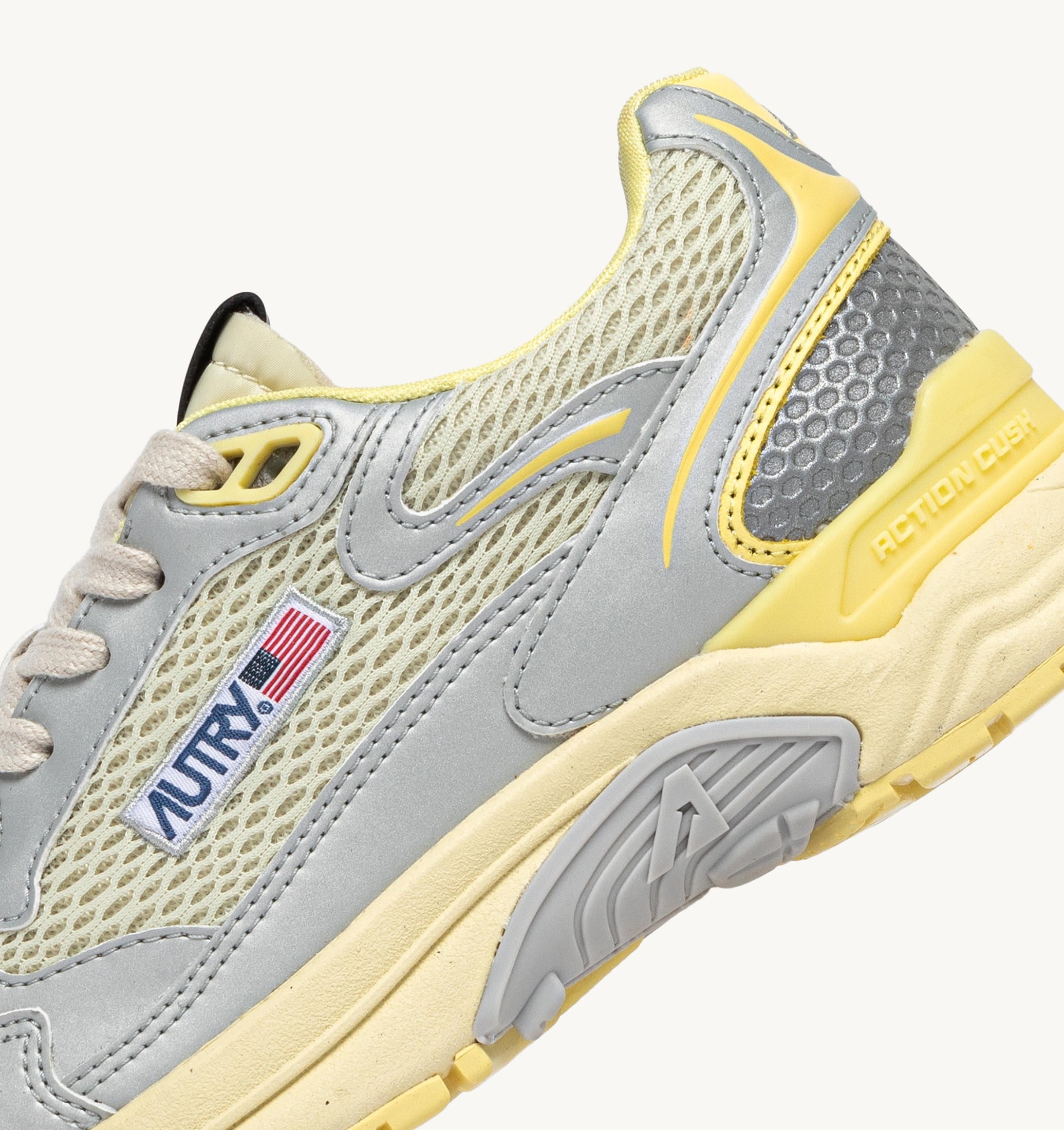 BASKETS HYPERWAY EN CUIR SYNTHÉTIQUE ET MESH ARGENT ASPARAGUS ET LEMON MERINGUE