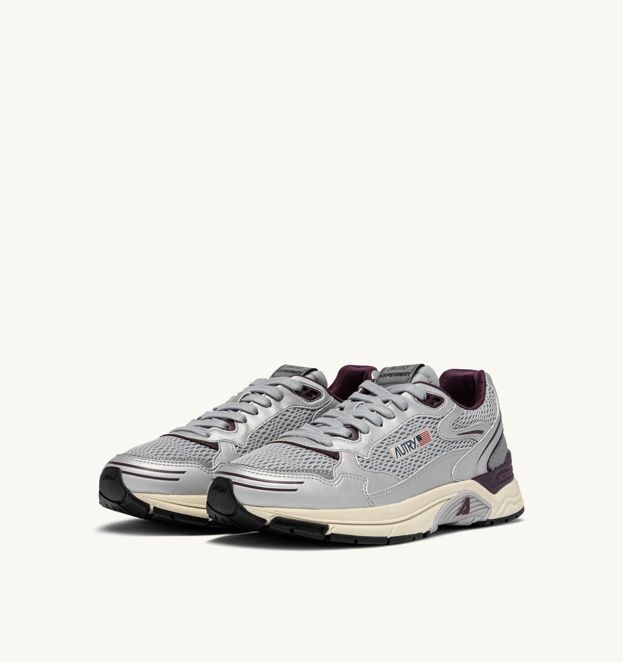 BASKETS HYPERWAY EN CUIR SYNTHÉTIQUE ET MESH ARGENT HARBOR MIST ET FIG
