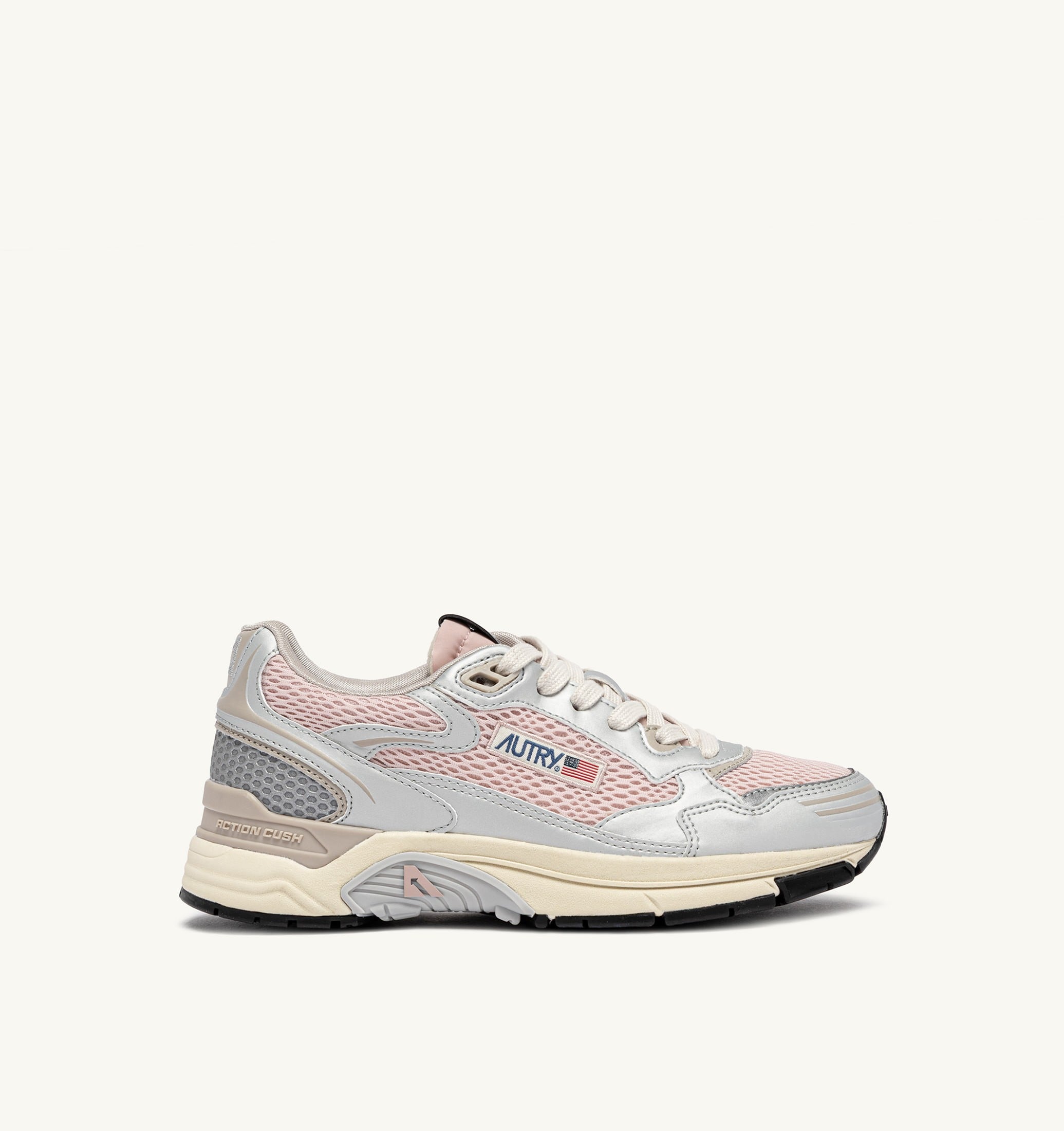 BASKETS HYPERWAY EN CUIR SYNTHÉTIQUE ET MESH ARGENT POWDER ET FEATHER GRAY