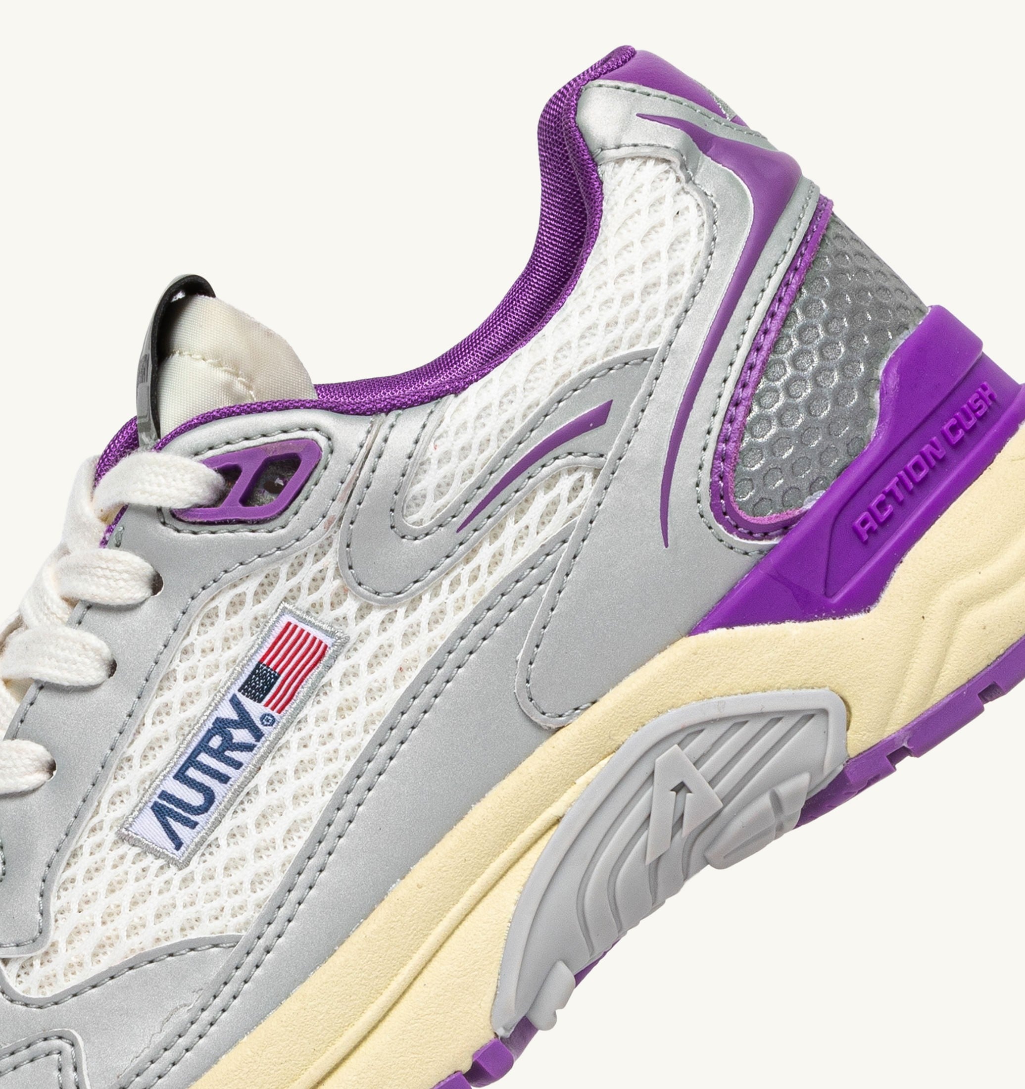 BASKETS HYPERWAY EN CUIR SYNTHÉTIQUE ET MESH BLANC ARGENT ET DEWBERRY