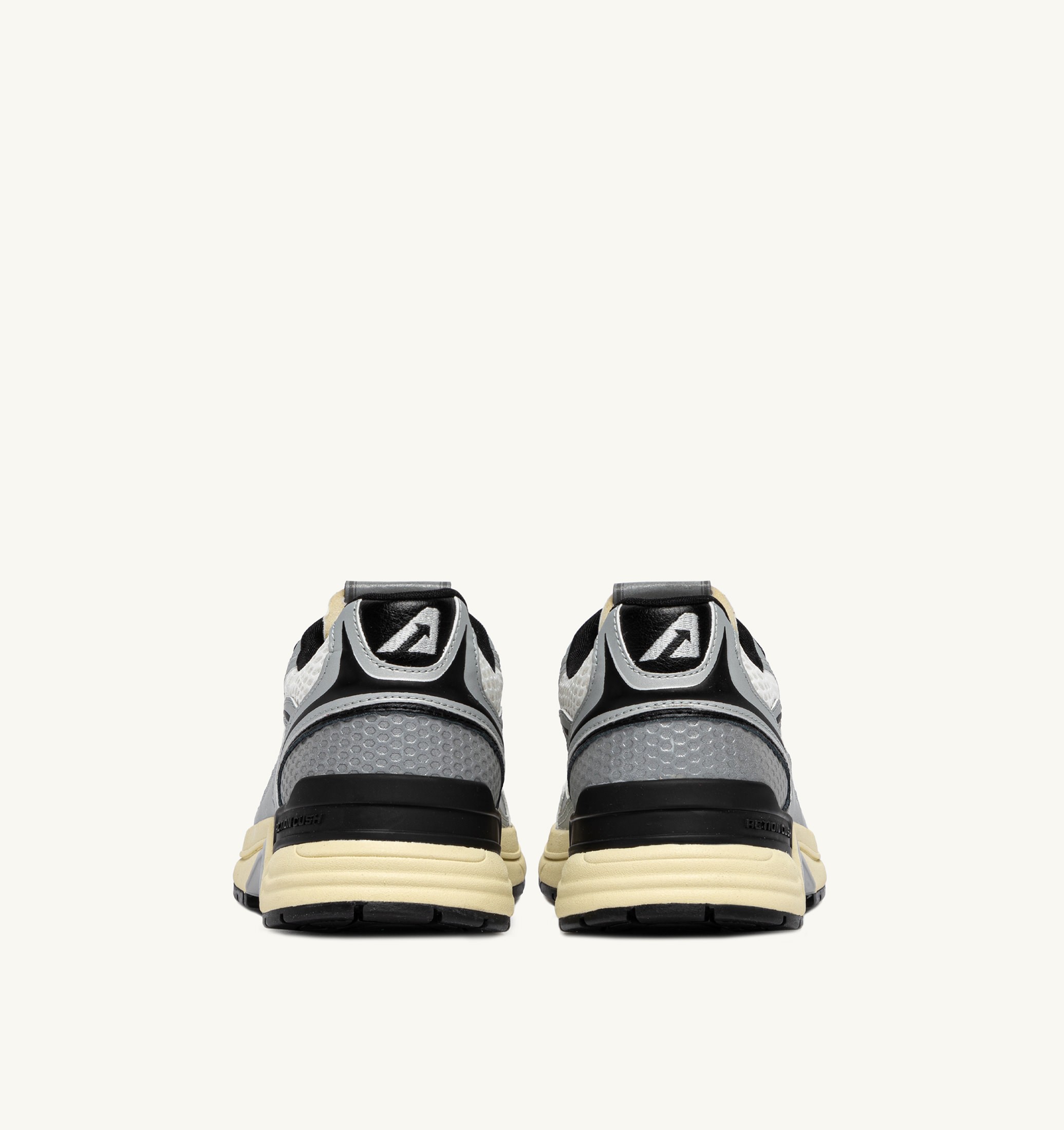BASKETS HYPERWAY EN CUIR SYNTHÉTIQUE ET MESH BLANC ARGENT ET NOIR