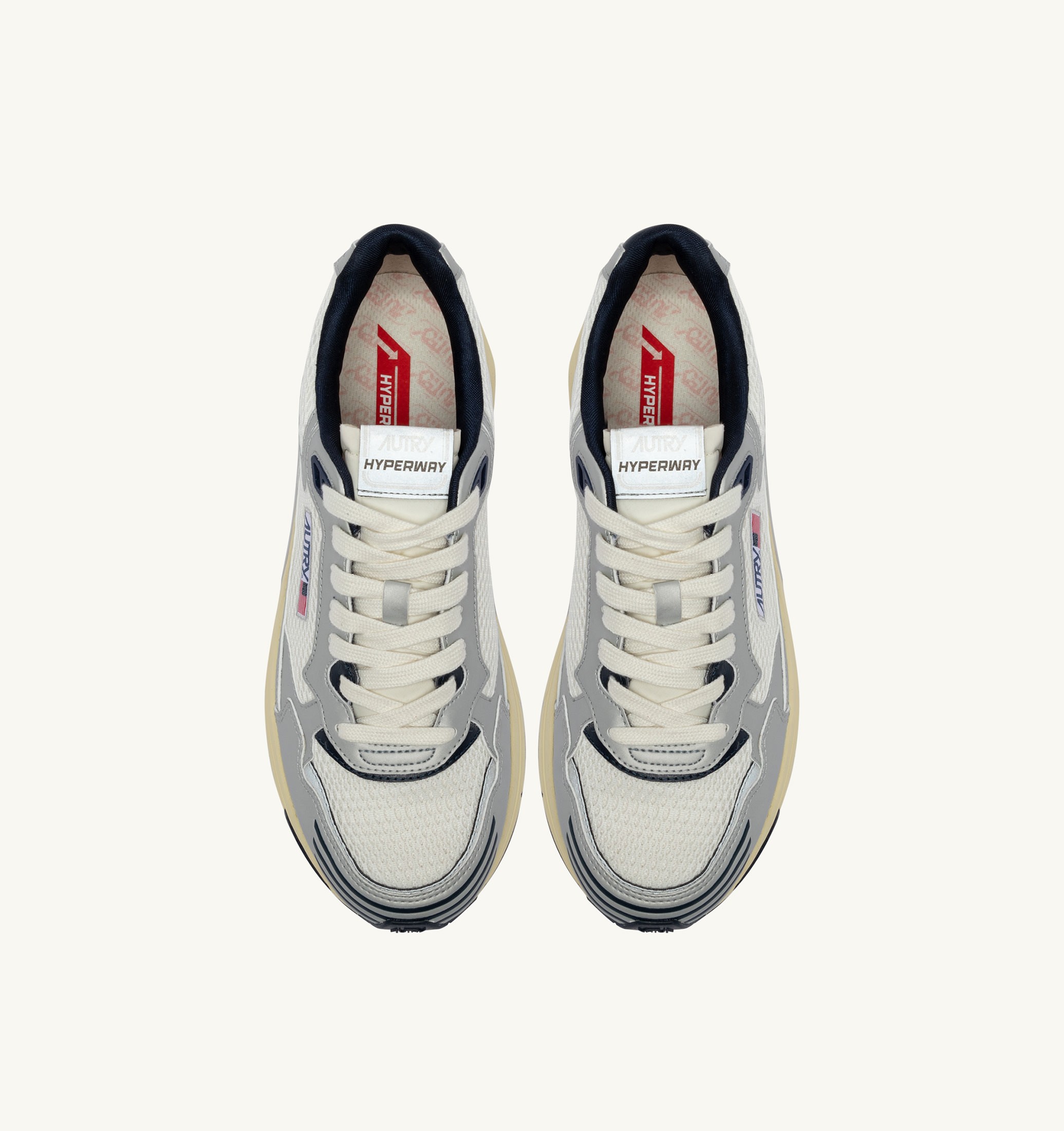 BASKETS HYPERWAY EN CUIR SYNTHÉTIQUE ET MESH BLANC ARGENT ET SPACE