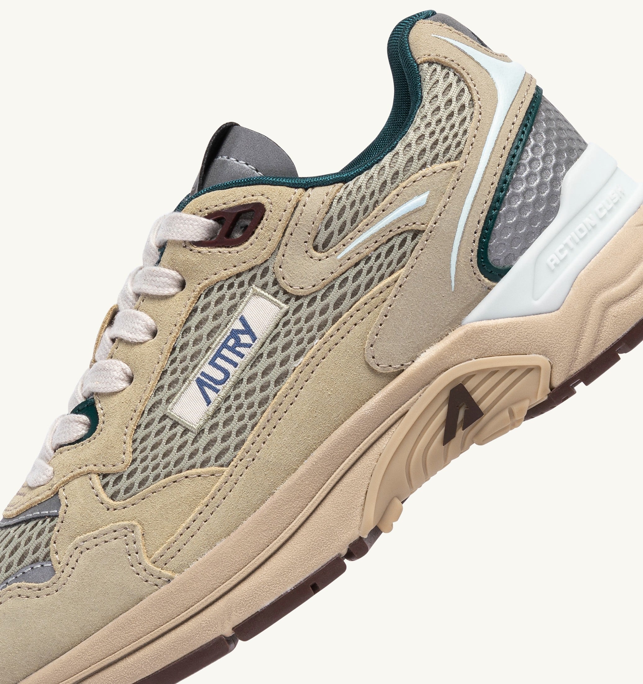 BASKETS HYPERWAY EN DAIM ET MESH ÉCRU ET SPA BLUE