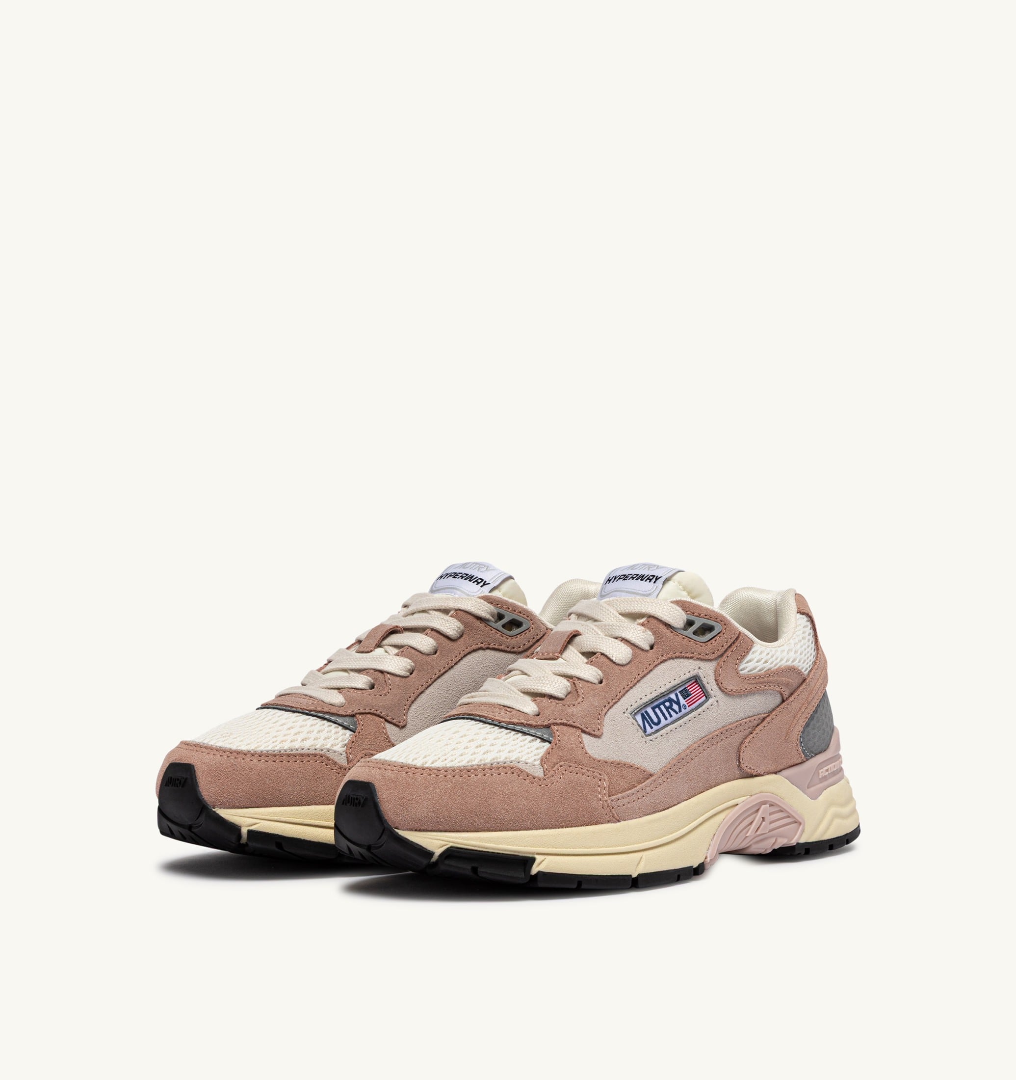 BASKETS HYPERWAY EN DAIM ET MESH SILK ET BLANC