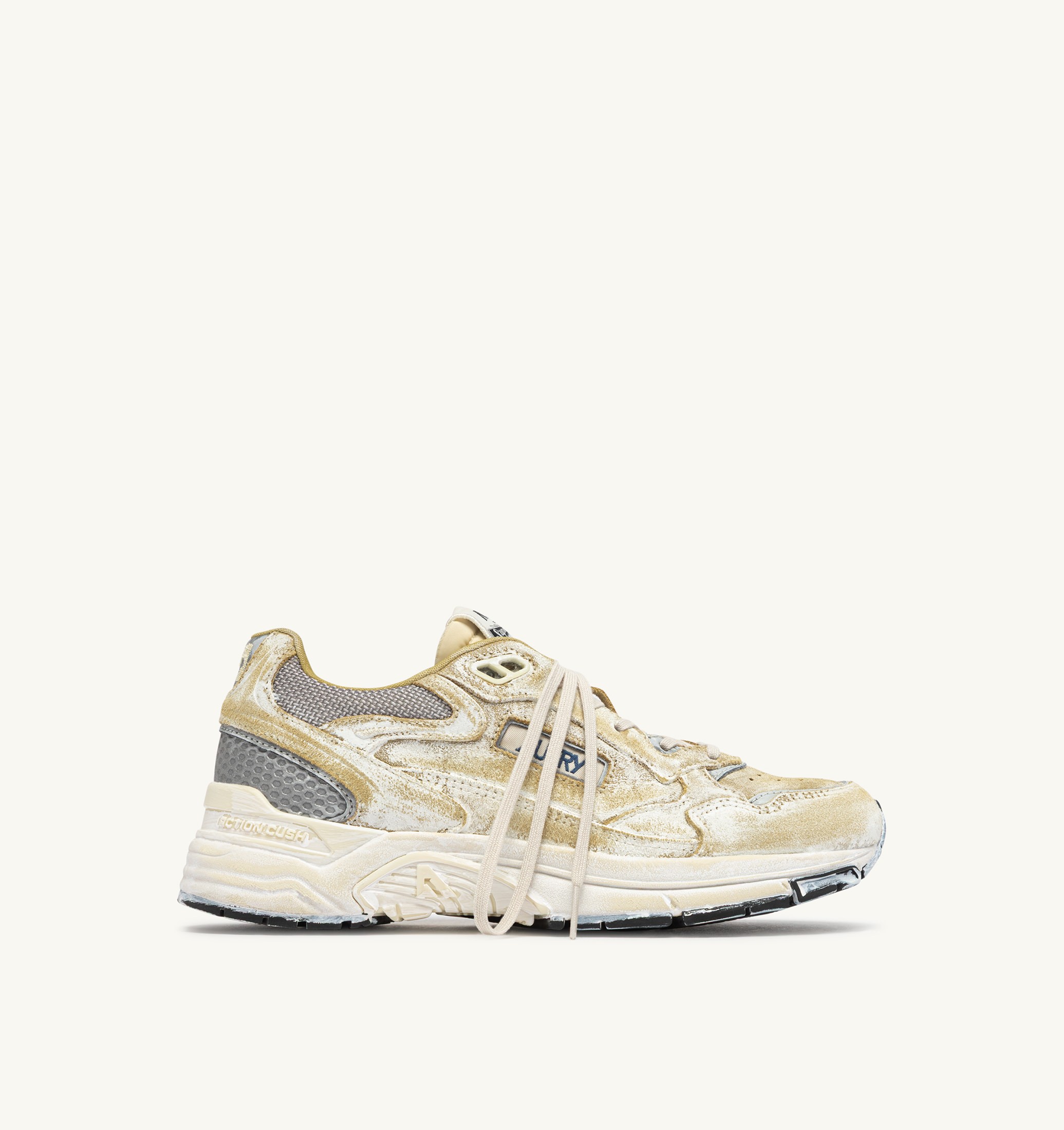 BASKETS HYPERWAY SUPER VINTAGE EN DAIM JAUNE ET ARGENT