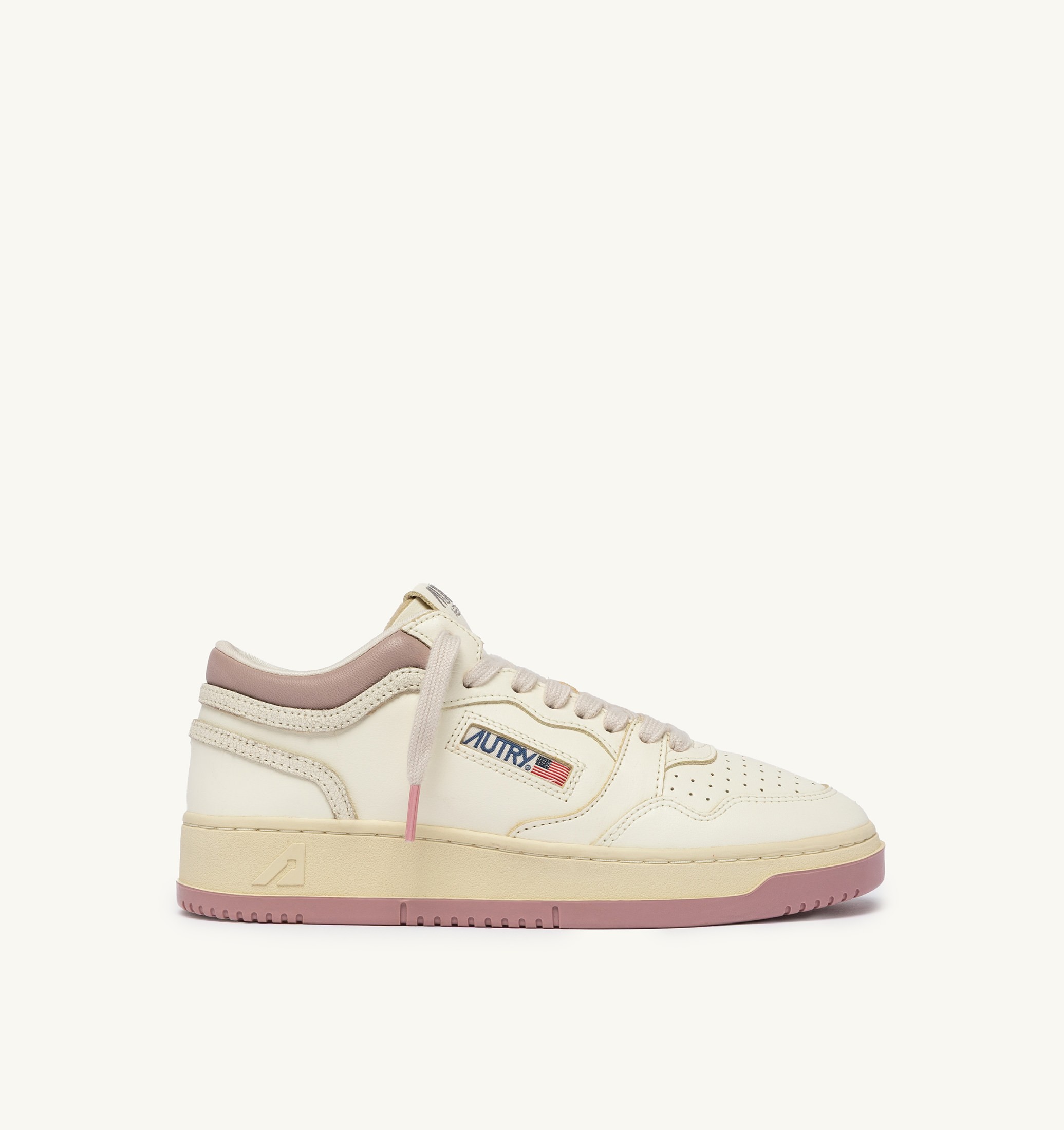 BASKETS MED-WAY EN CUIR COLORIS MARSHMALLOW ET ZEPHYR