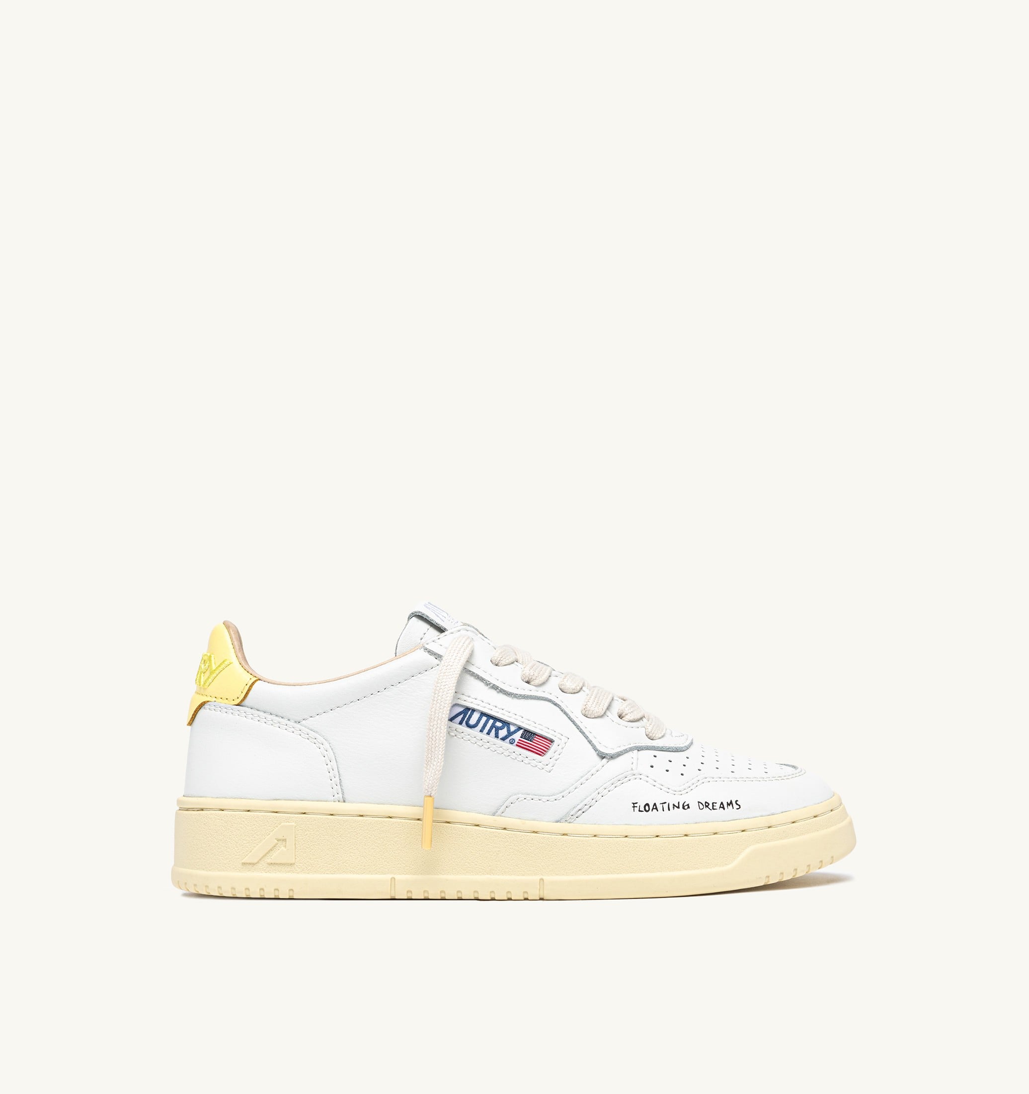 BASKETS MEDALIST LOW EN CUIR BLANC ET LEMON MERINGUE