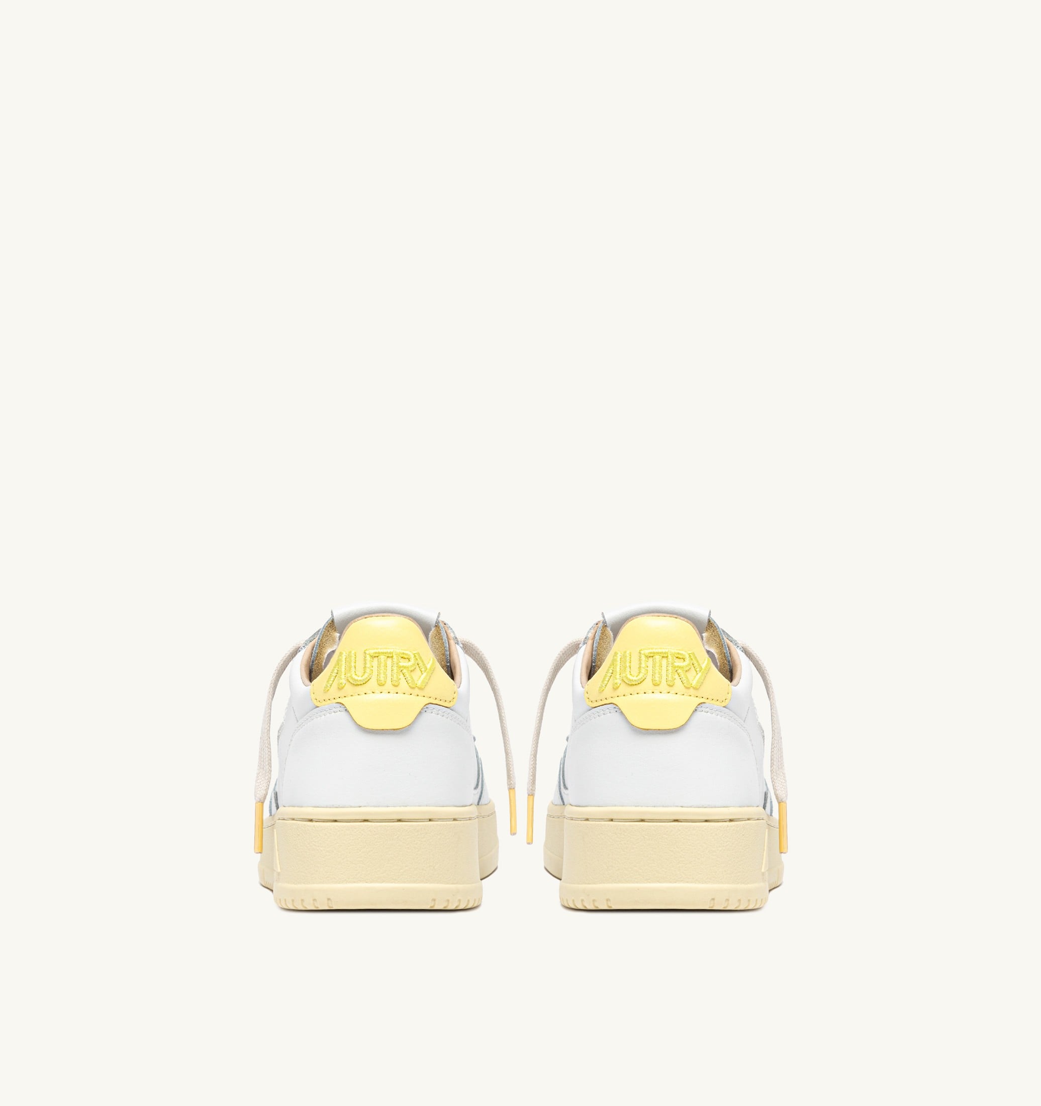 BASKETS MEDALIST LOW EN CUIR BLANC ET LEMON MERINGUE