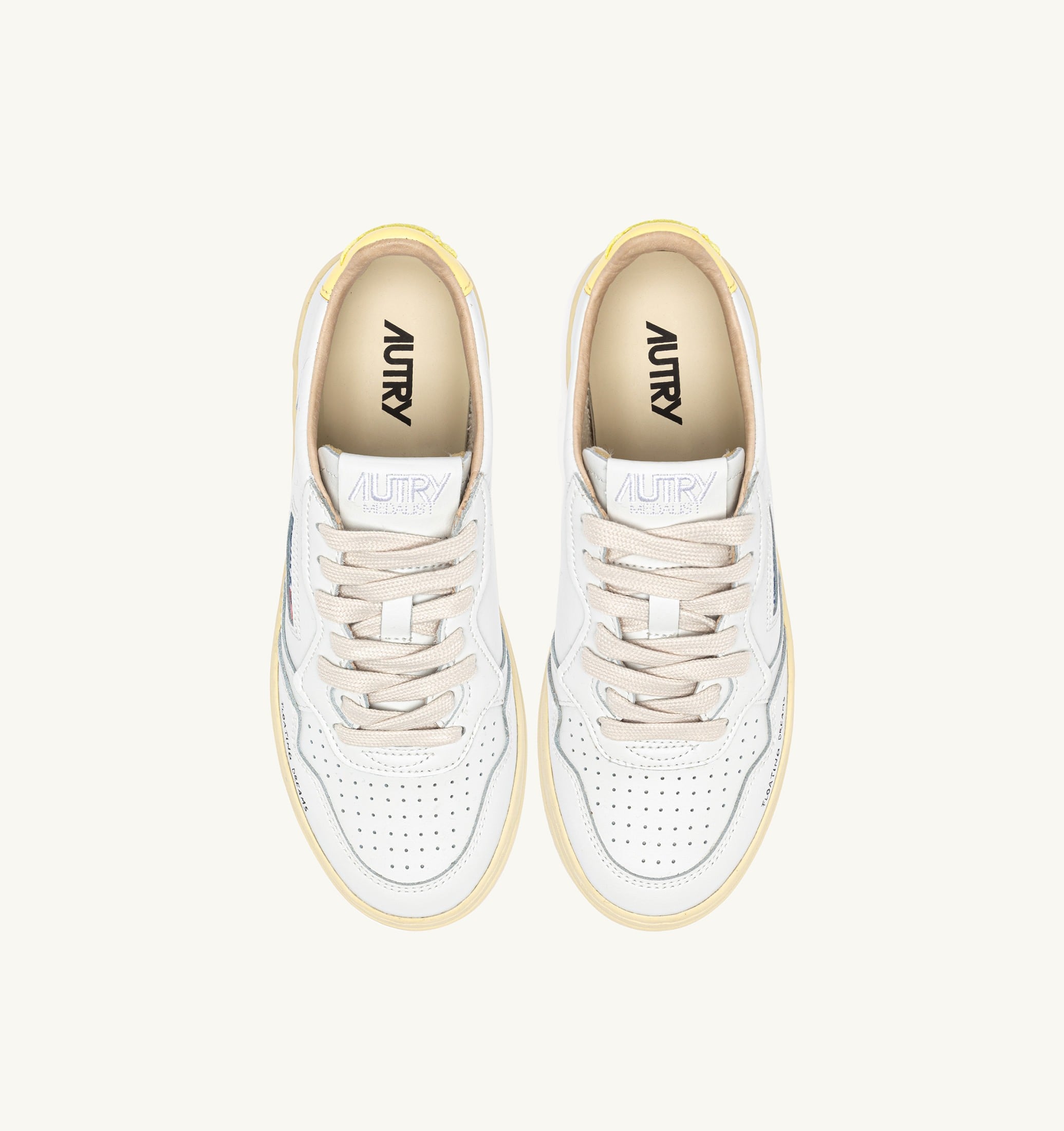BASKETS MEDALIST LOW EN CUIR BLANC ET LEMON MERINGUE