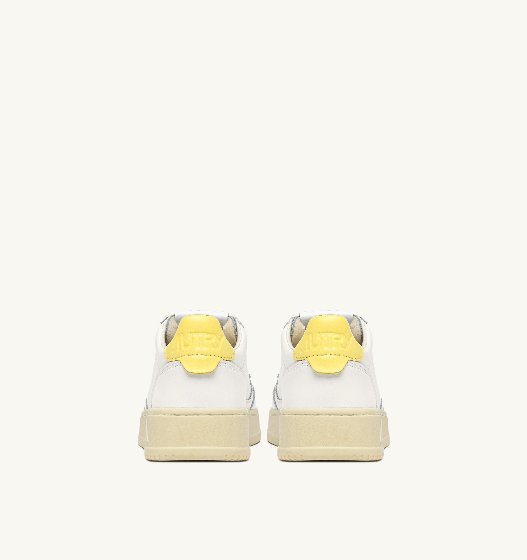 BASKETS MEDALIST LOW EN CUIR BLANC ET LEMON MERINGUE