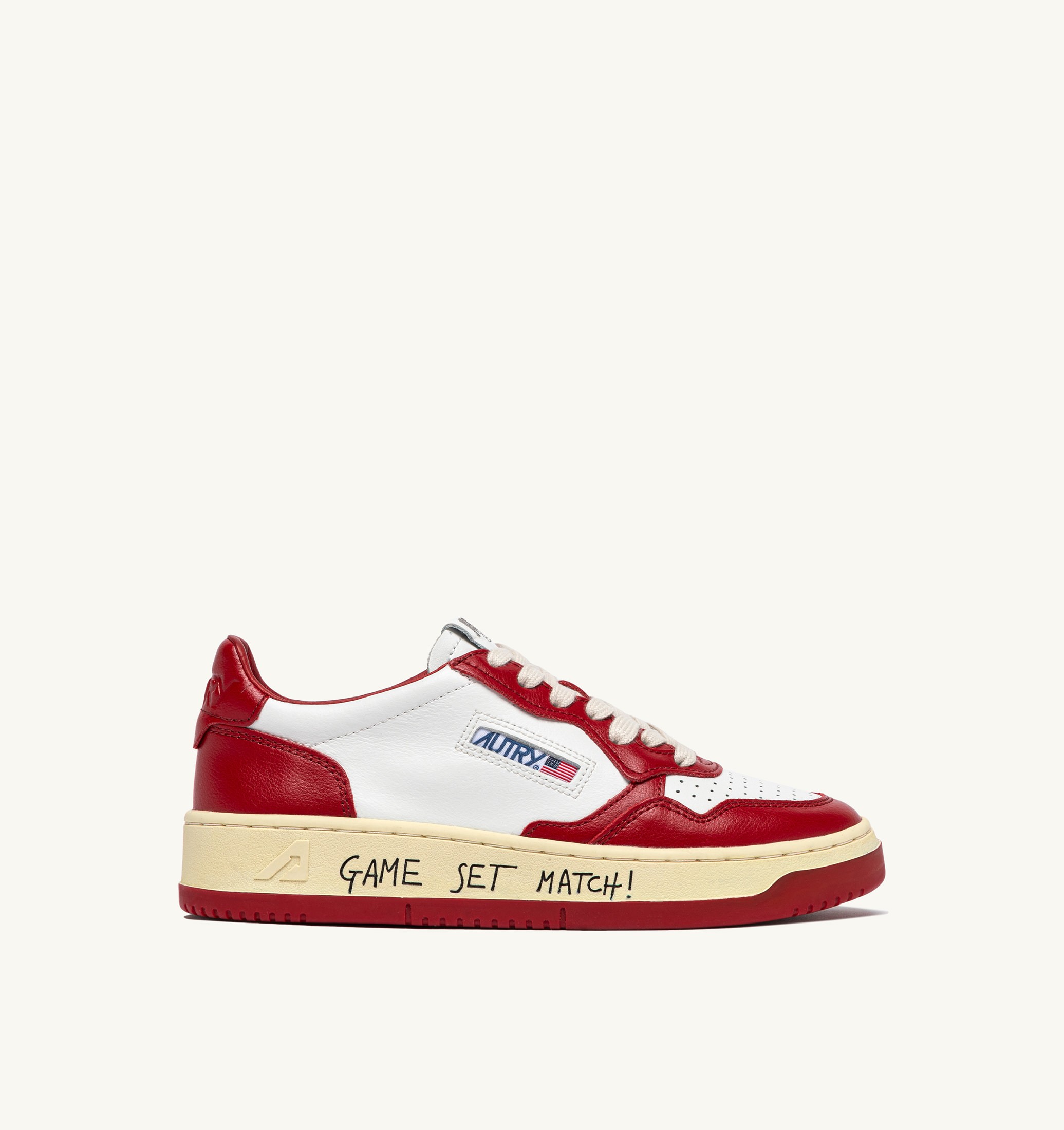 BASKETS MEDALIST LOW EN CUIR BLANC ET ROUGE AVEC LETTERING