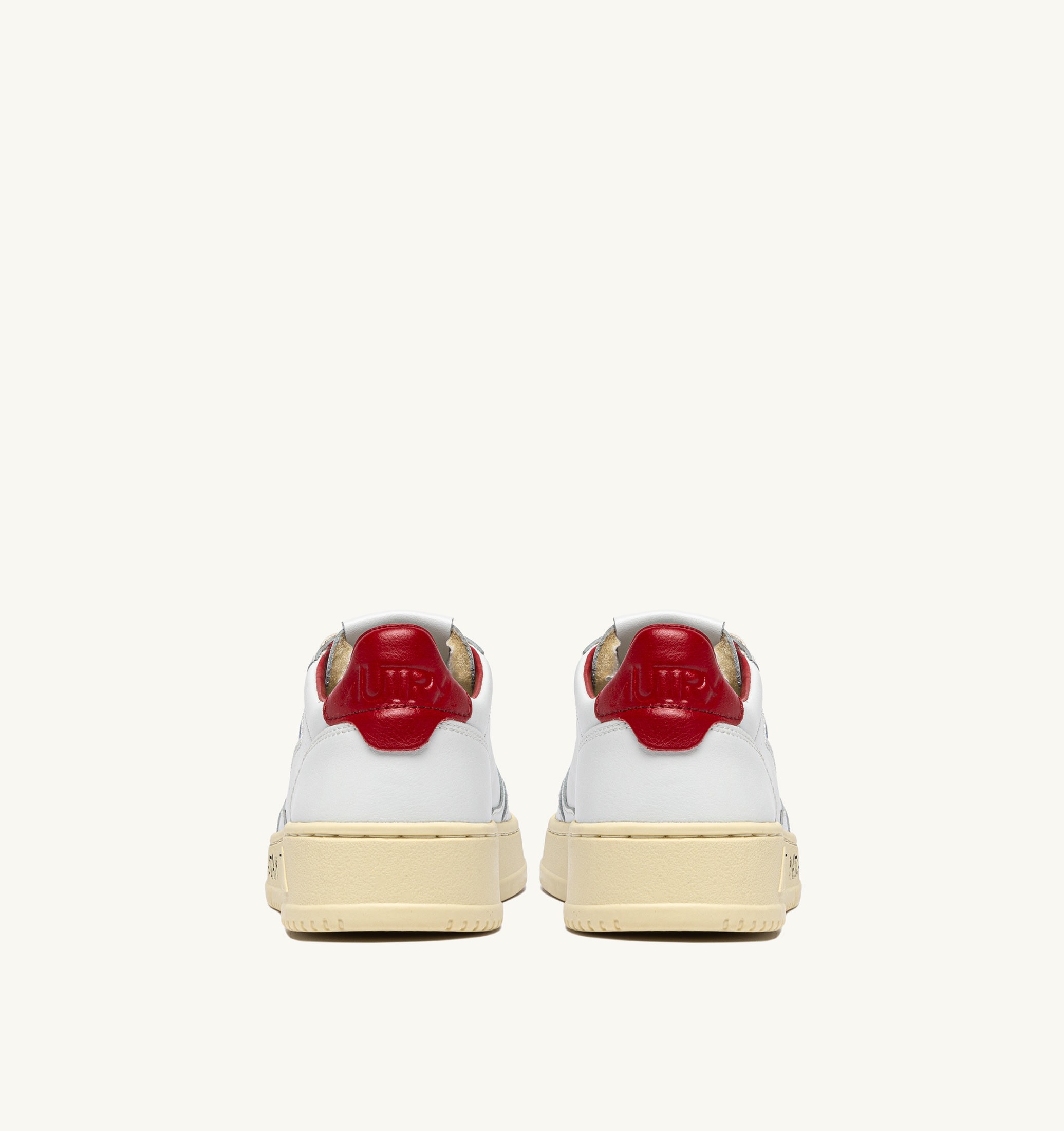 BASKETS MEDALIST LOW EN CUIR BLANC ET ROUGE AVEC LETTERING