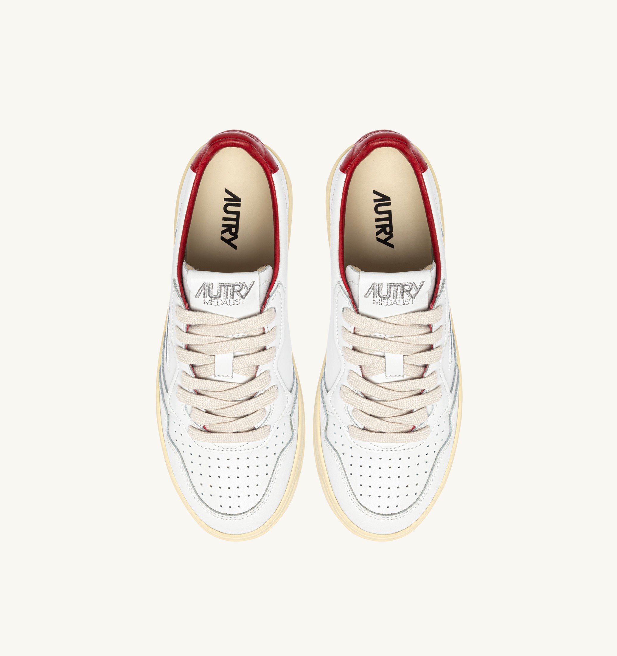 BASKETS MEDALIST LOW EN CUIR BLANC ET ROUGE AVEC LETTERING