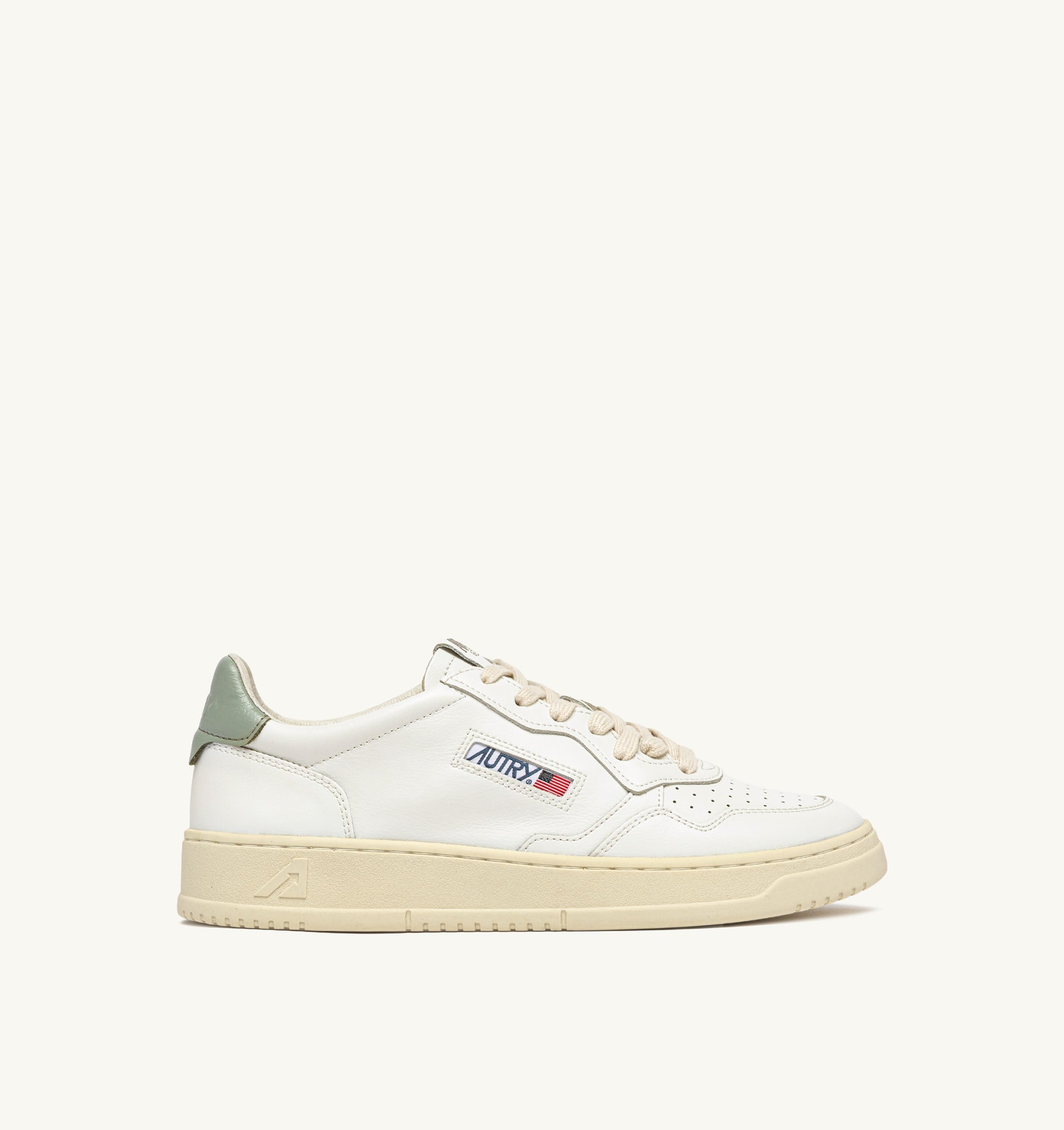 BASKETS MEDALIST LOW EN CUIR BLANC ET SEA GREEN