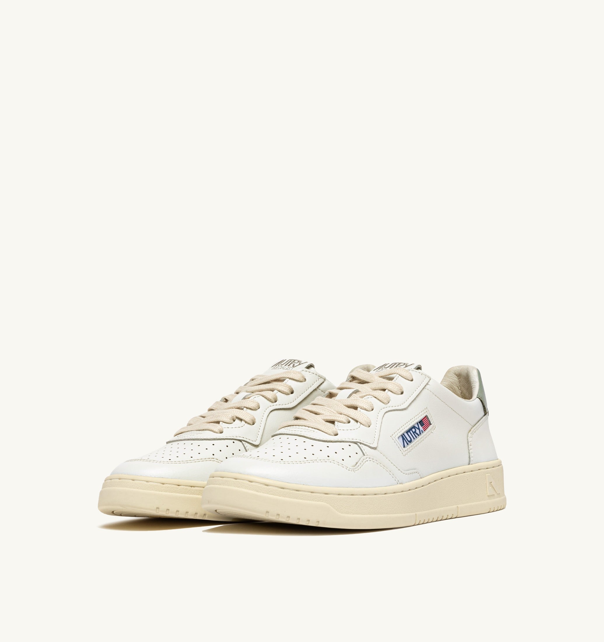 BASKETS MEDALIST LOW EN CUIR BLANC ET SEA GREEN