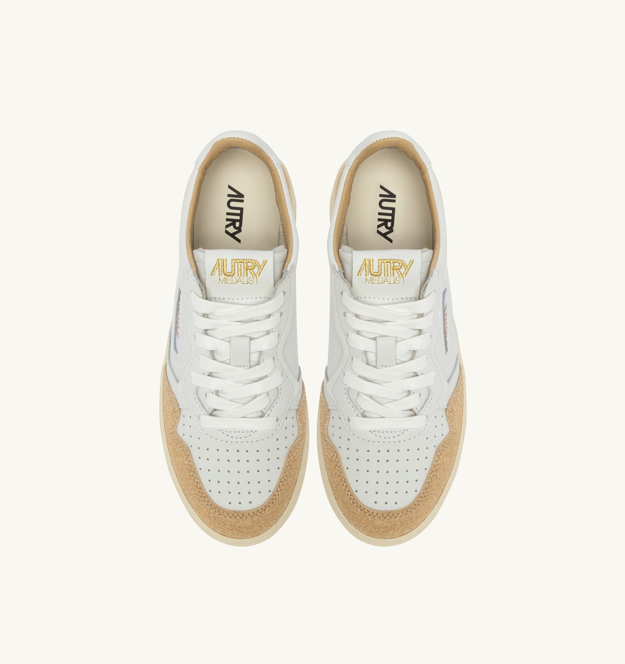 BASKETS MEDALIST LOW EN CUIR BLANC ET STARS ÉCRU