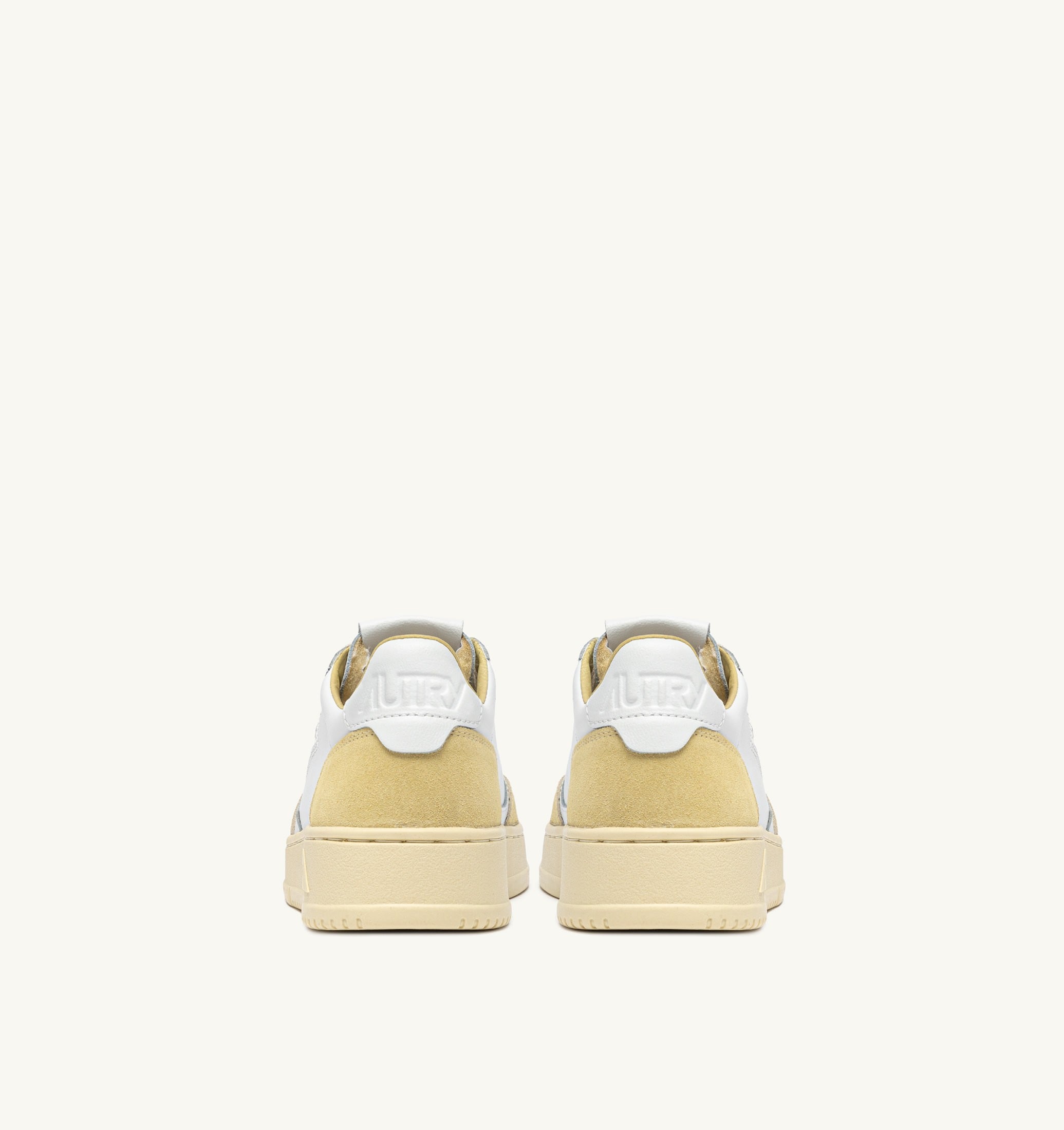 BASKETS MEDALIST LOW EN CUIR BLANC ET DAIM STRAW