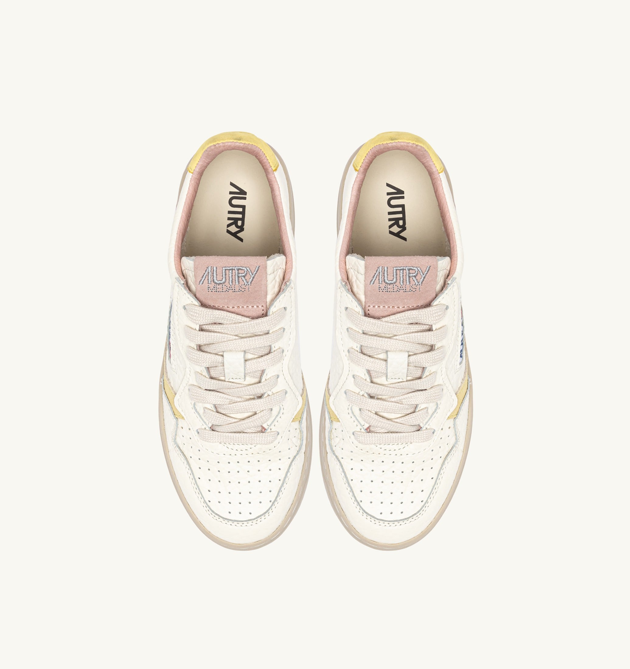 BASKETS MEDALIST LOW EN CUIR LEMON MERINGUE ET SILK