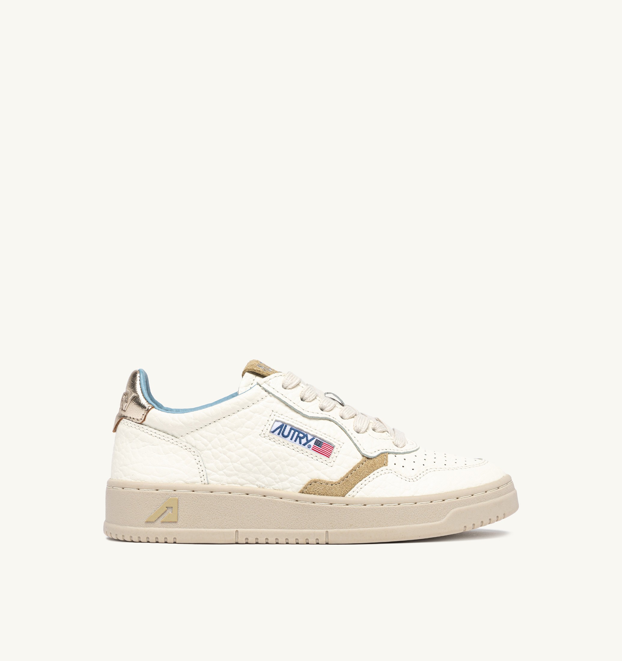 BASKETS MEDALIST LOW EN CUIR PLATINE ET SPONGE