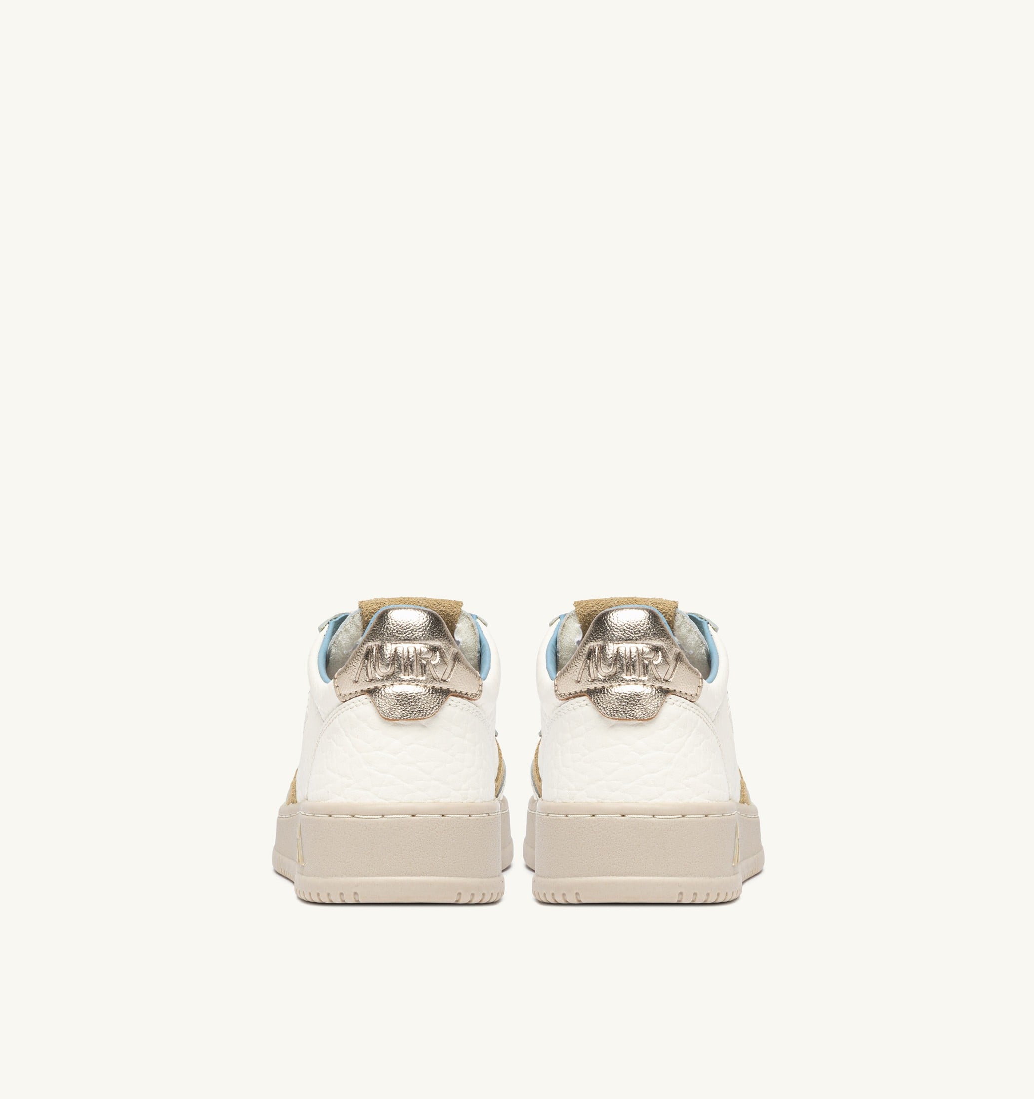 BASKETS MEDALIST LOW EN CUIR PLATINE ET SPONGE
