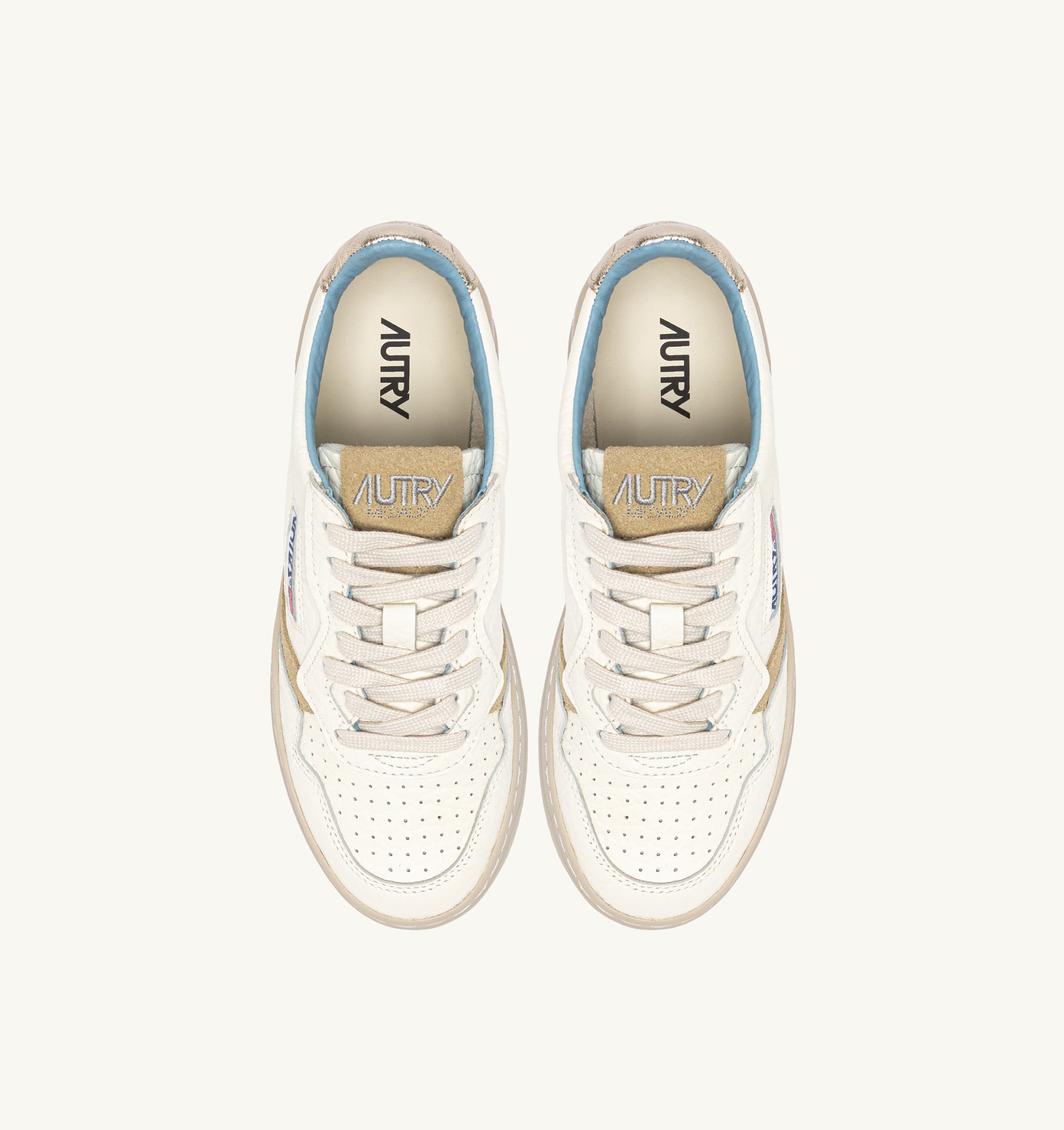 BASKETS MEDALIST LOW EN CUIR PLATINE ET SPONGE