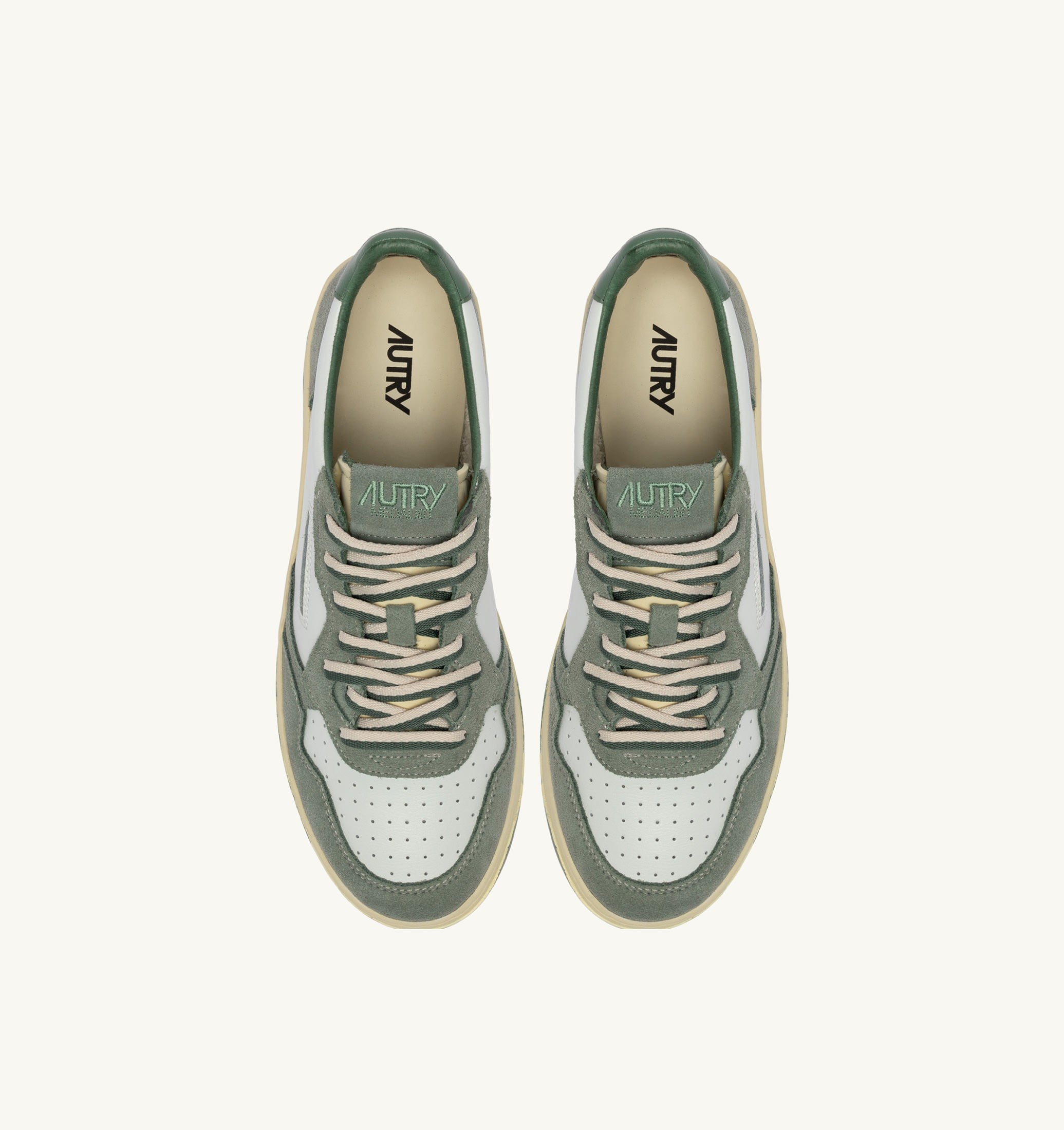 BASKETS MEDALIST LOW EN DAIM ET CUIR MILITARY ET SEA SPRAY