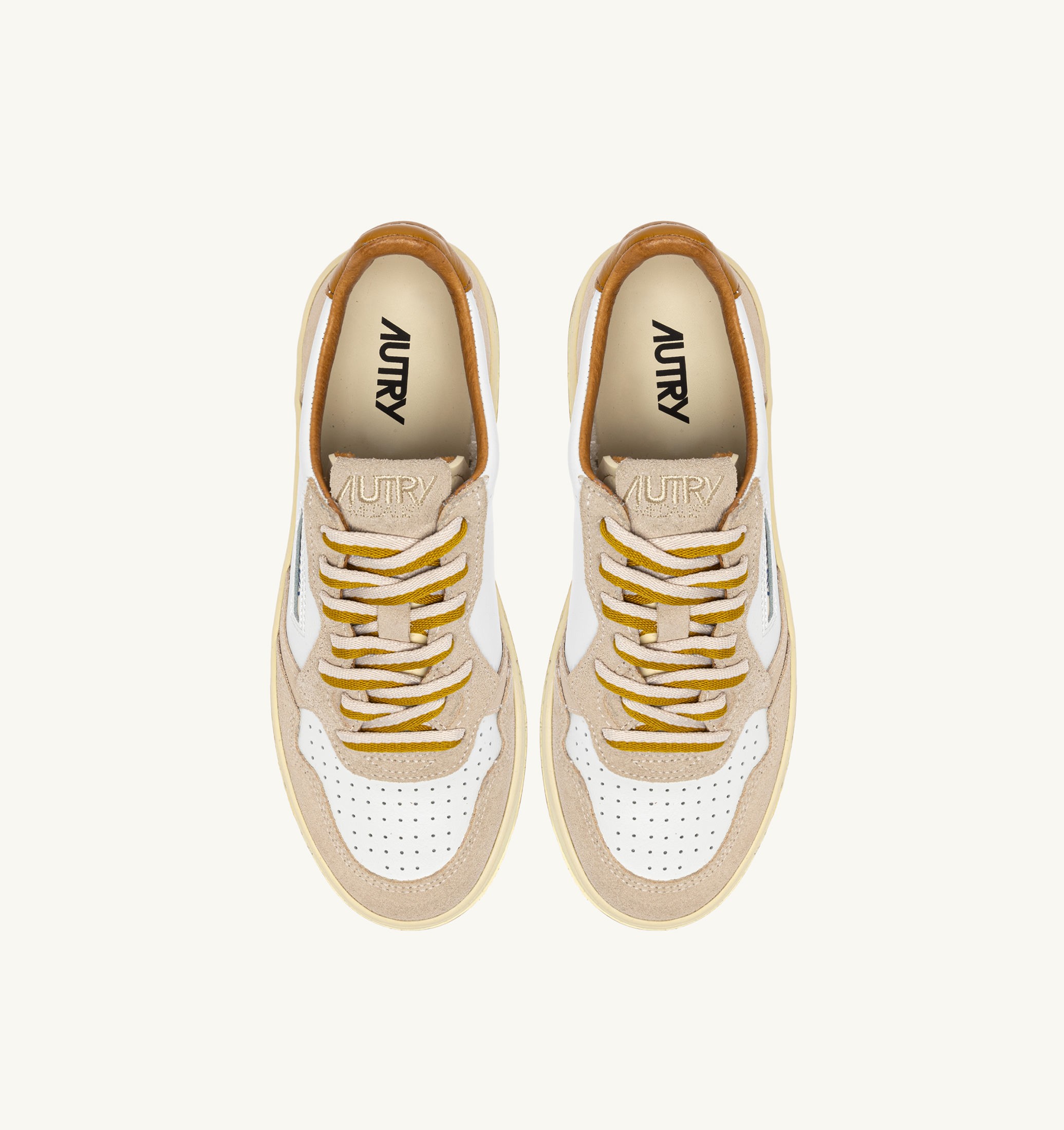 BASKETS MEDALIST LOW EN DAIM ET CUIR SAND ET WOOD