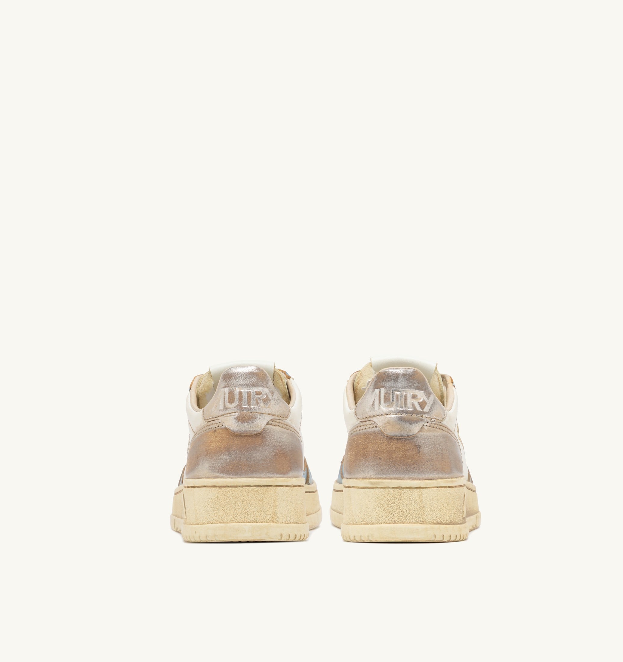 BASKETS MEDALIST LOW SUPER VINTAGE EN CUIR ARGENT ET BLUE