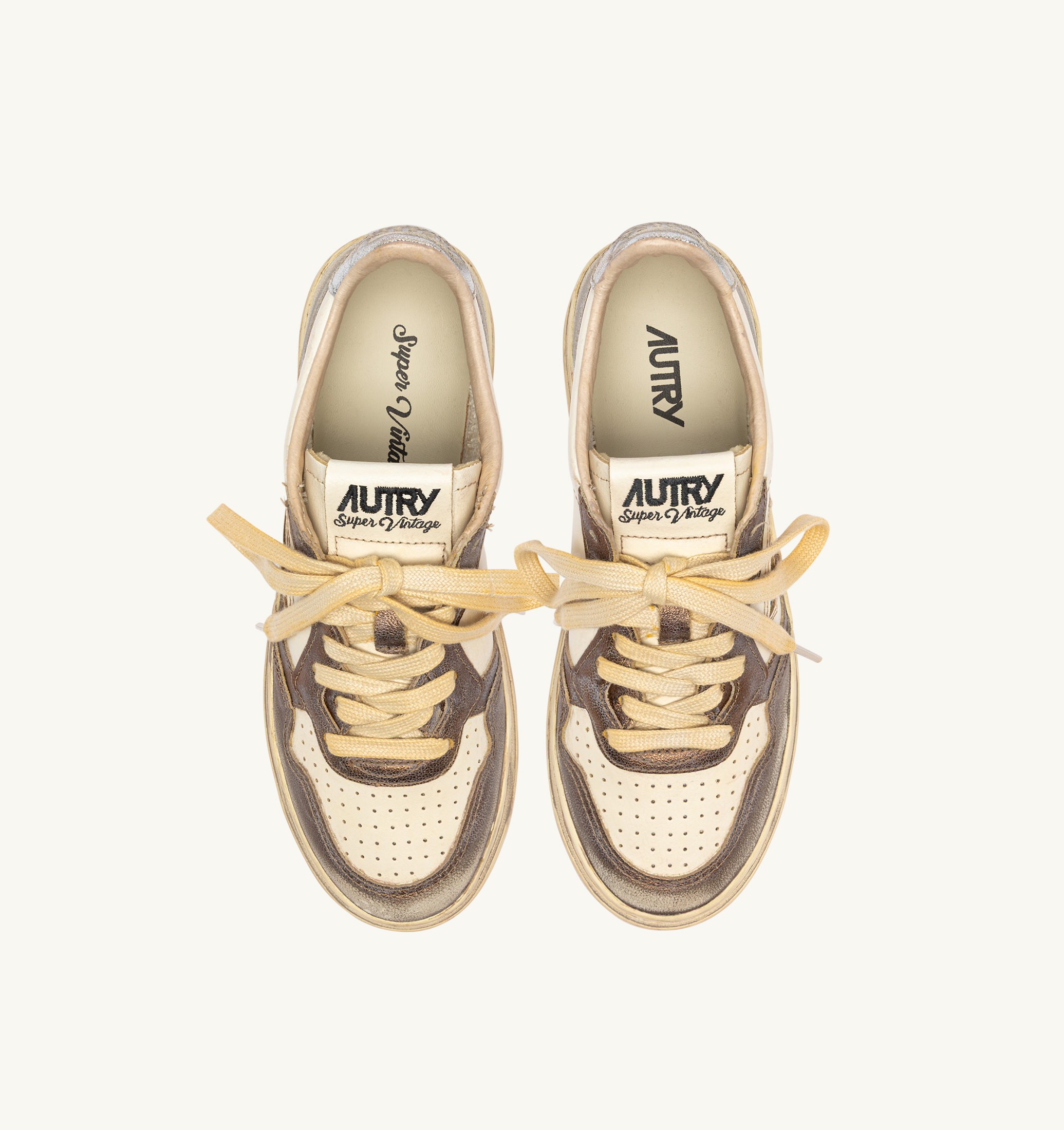 BASKETS MEDALIST LOW SUPER VINTAGE EN CUIR CHOCOLATE ET ARGENT
