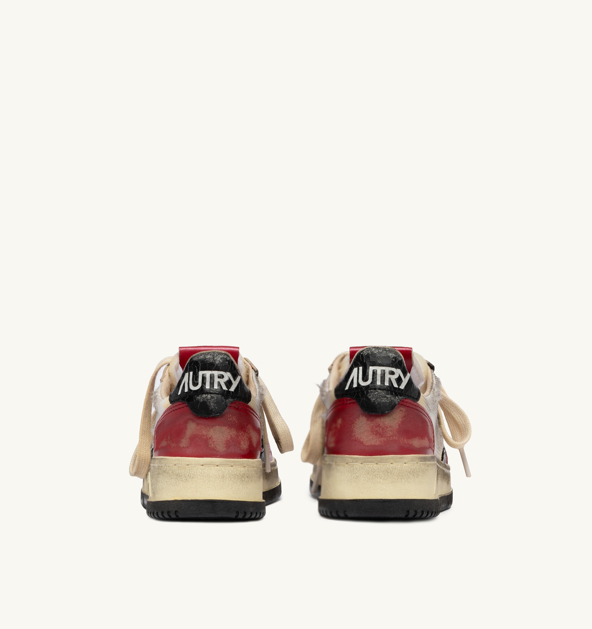 BASKETS MEDALIST LOW SUPER VINTAGE EN CUIR ROUGE ET MESH BLANC