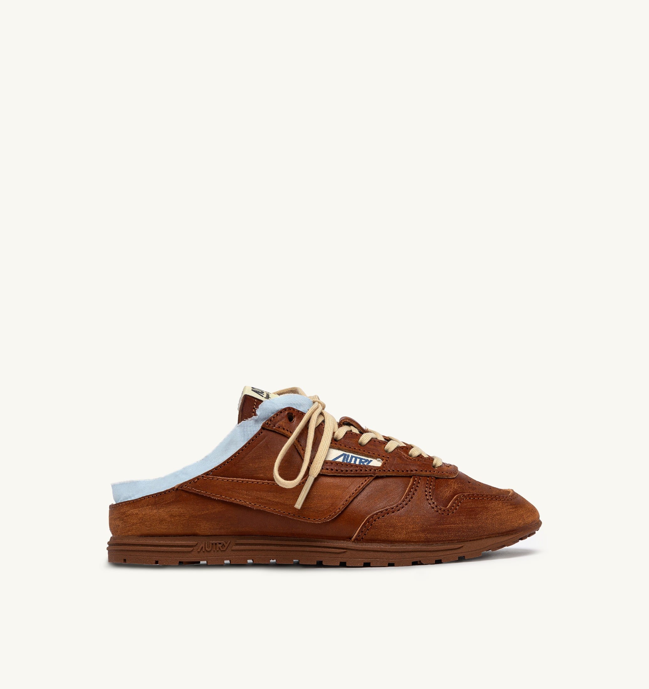 BASKETS WINDSPIN MULE EN CUIR ET SHIRT BUFF ET AZURE
