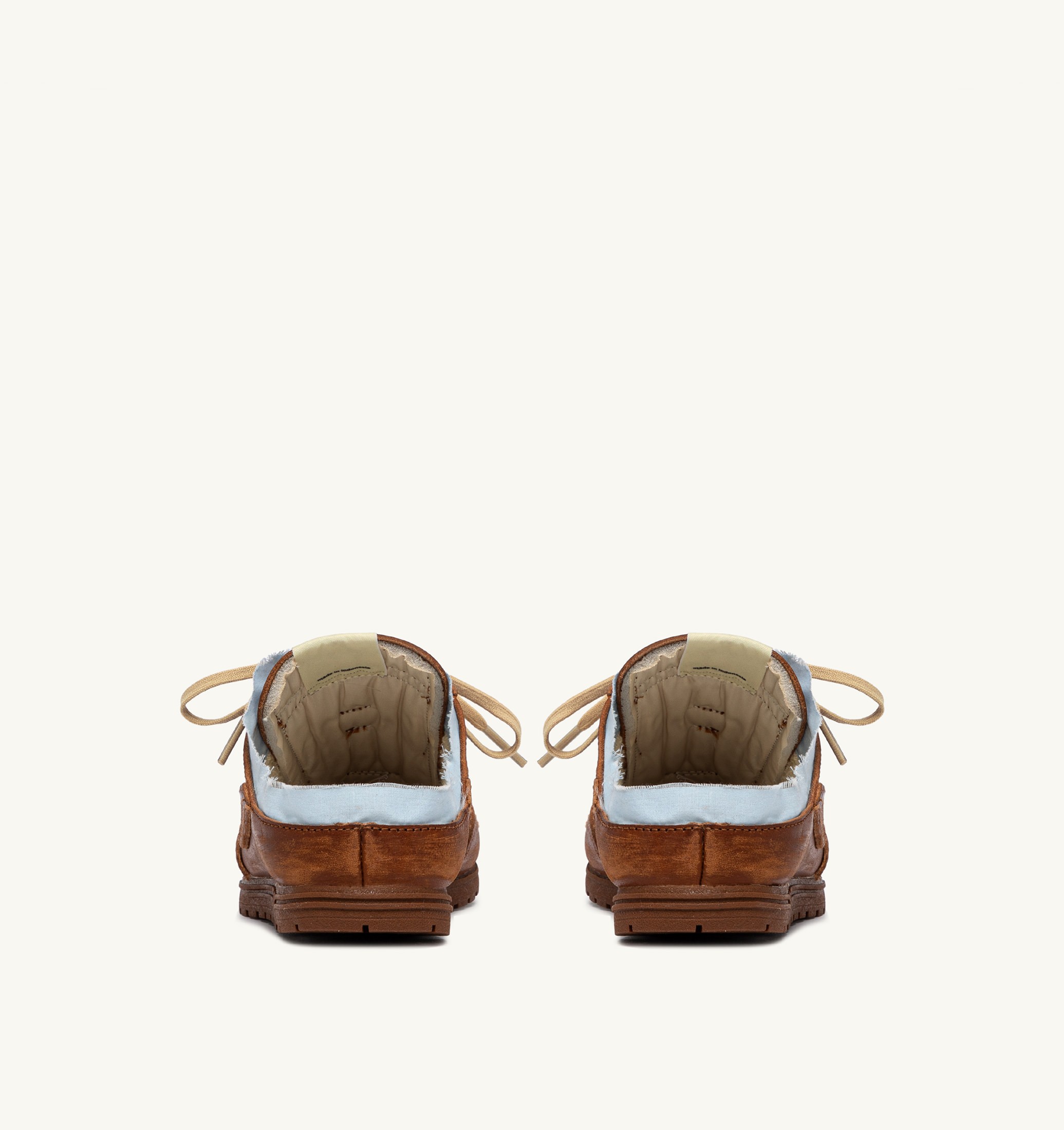 BASKETS WINDSPIN MULE EN CUIR ET SHIRT BUFF ET AZURE