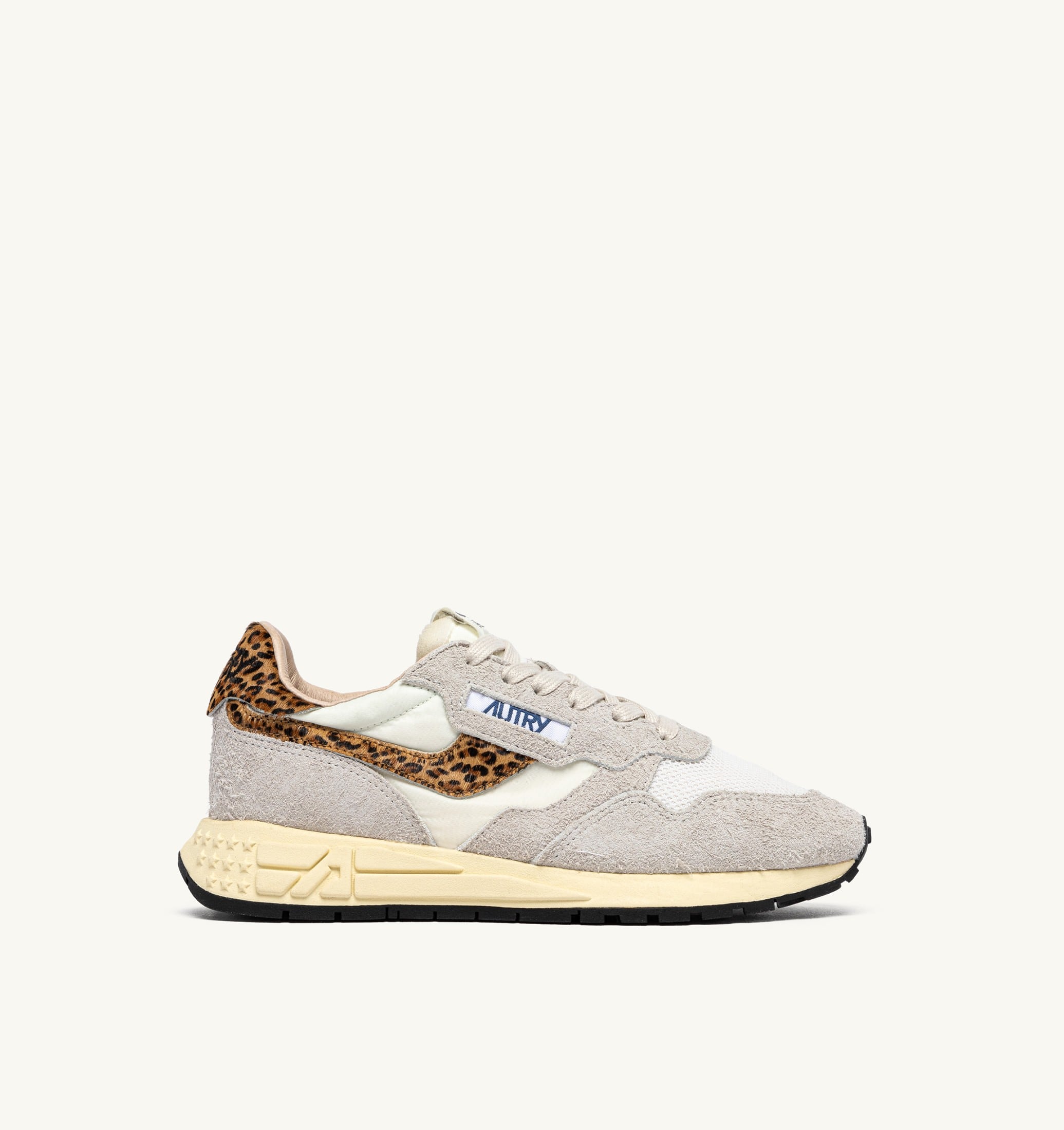 BASKETS REELWIND LOW EN NYLON ET DAIM BLANC ET LEOPARD